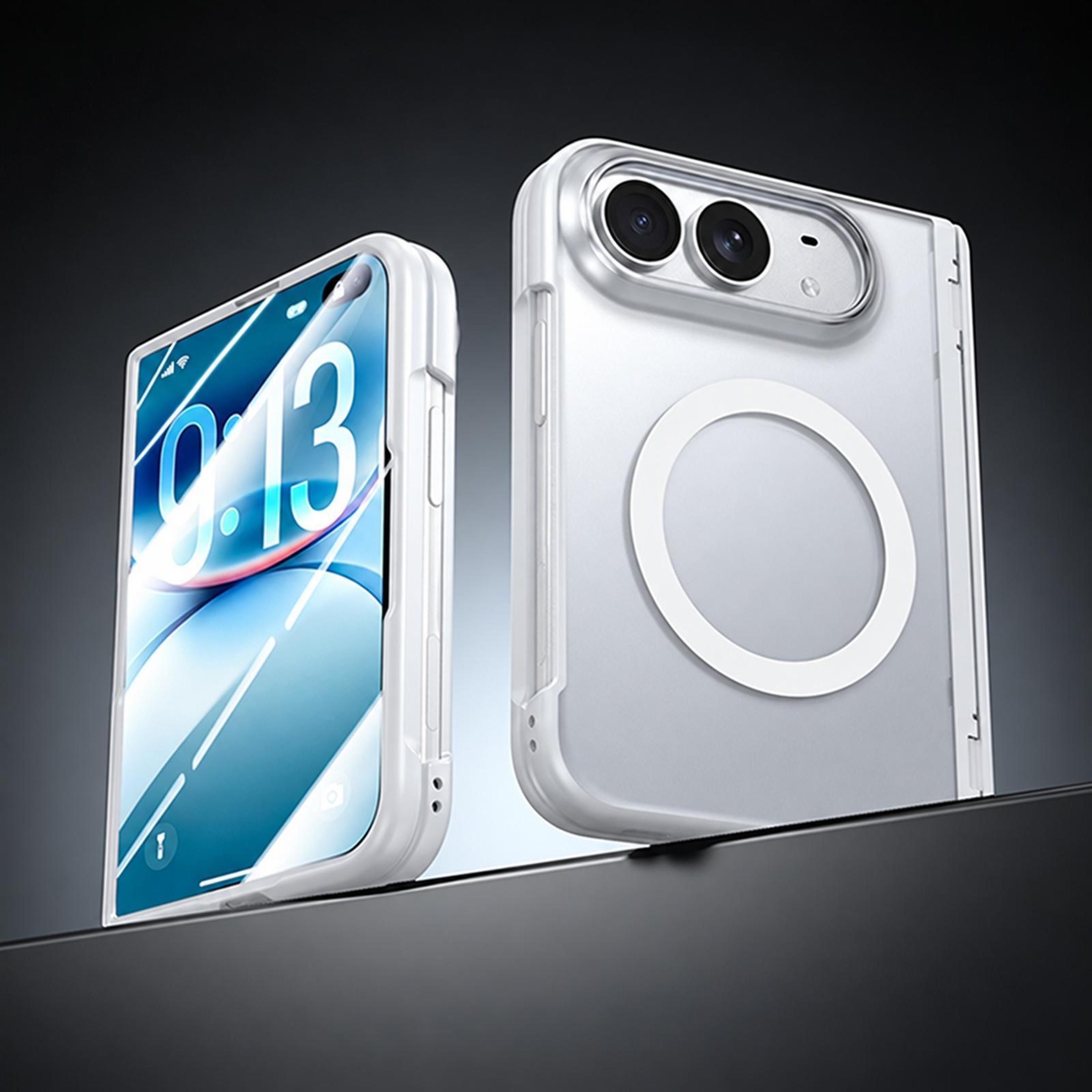 duo foldable iphone duo case with tempered glass screen protector and magnetic charging ring