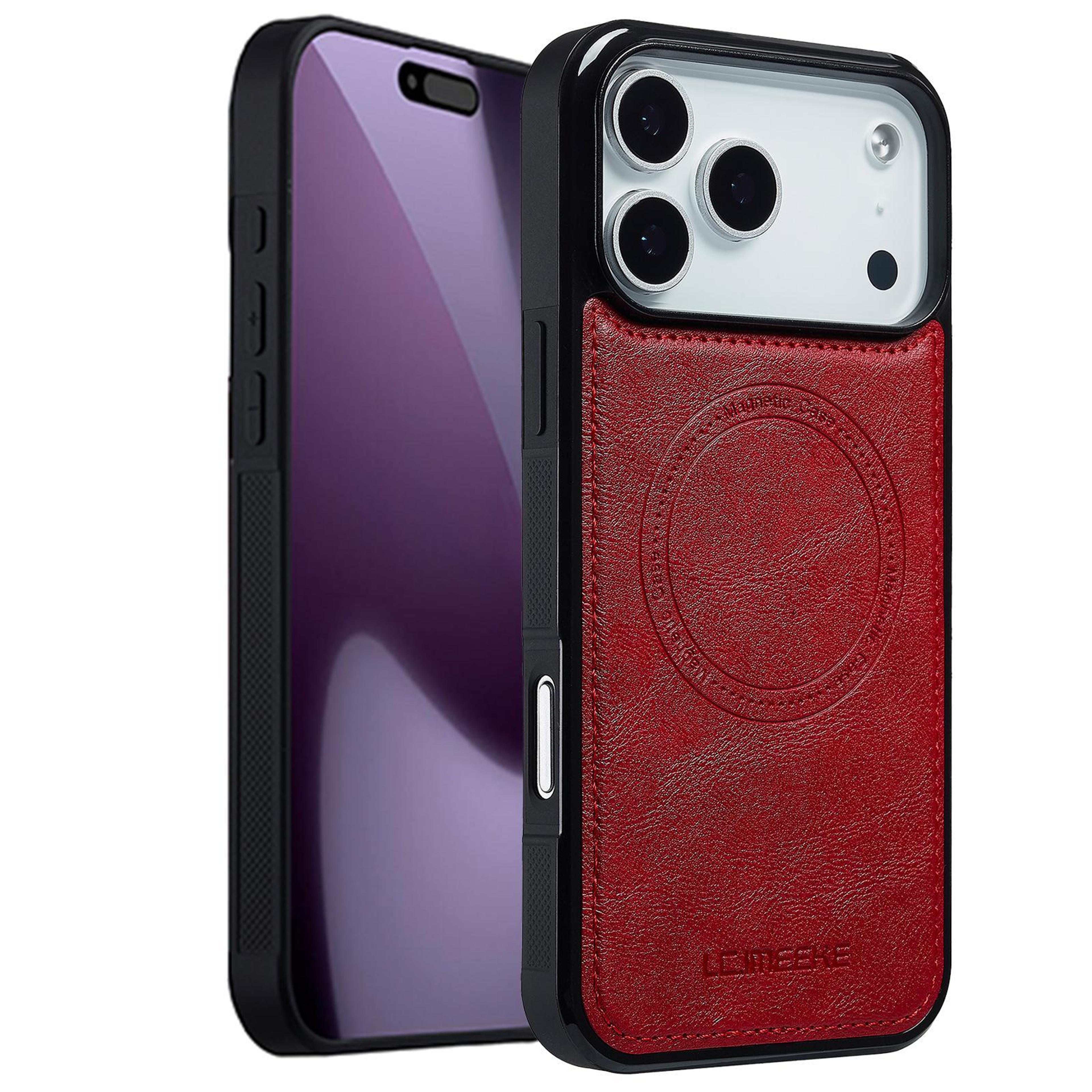 iphone 18 pro magsafe pu leather phone case with tpu inner shell