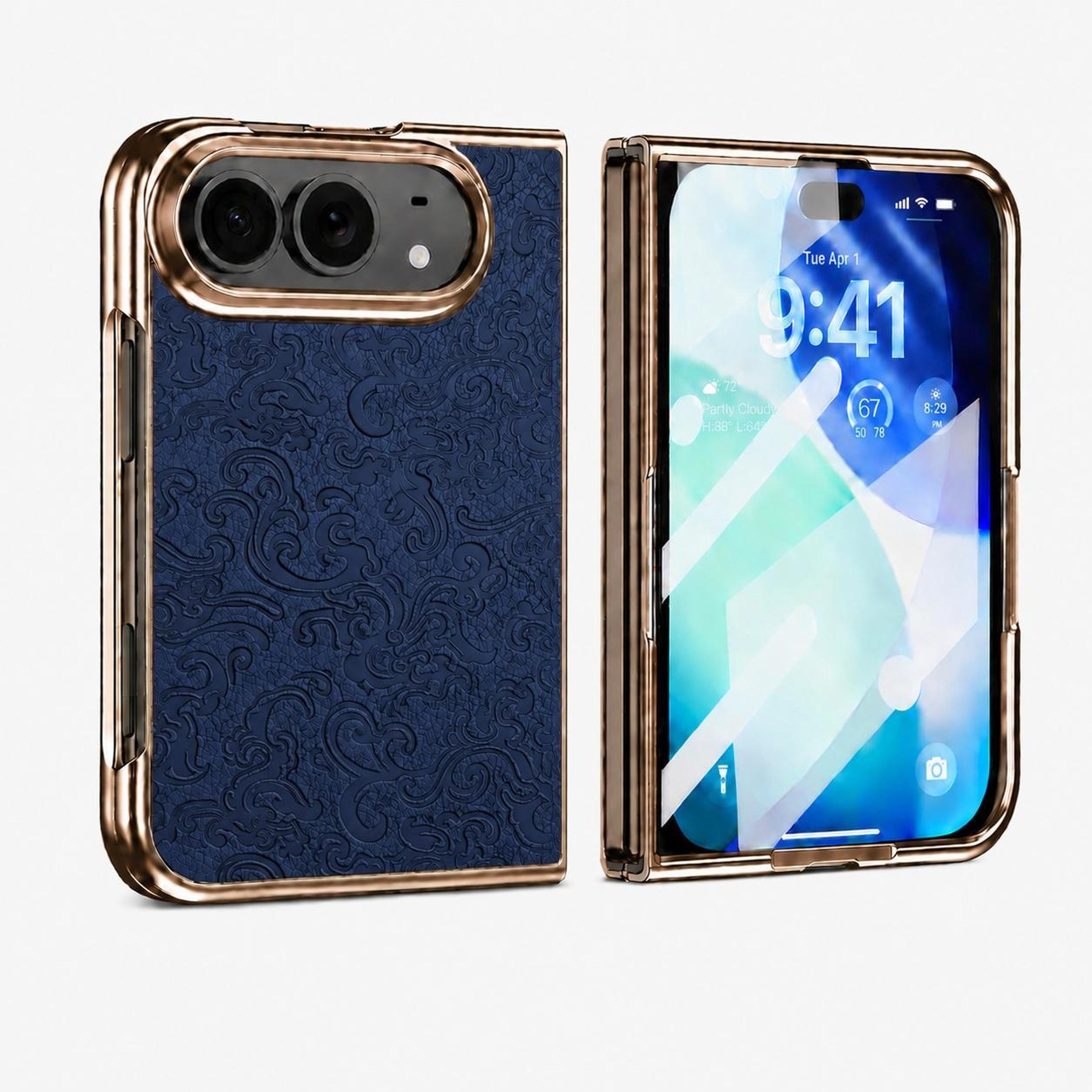duo 3d embossed electroplated magnetic phone case with integrated screen protector