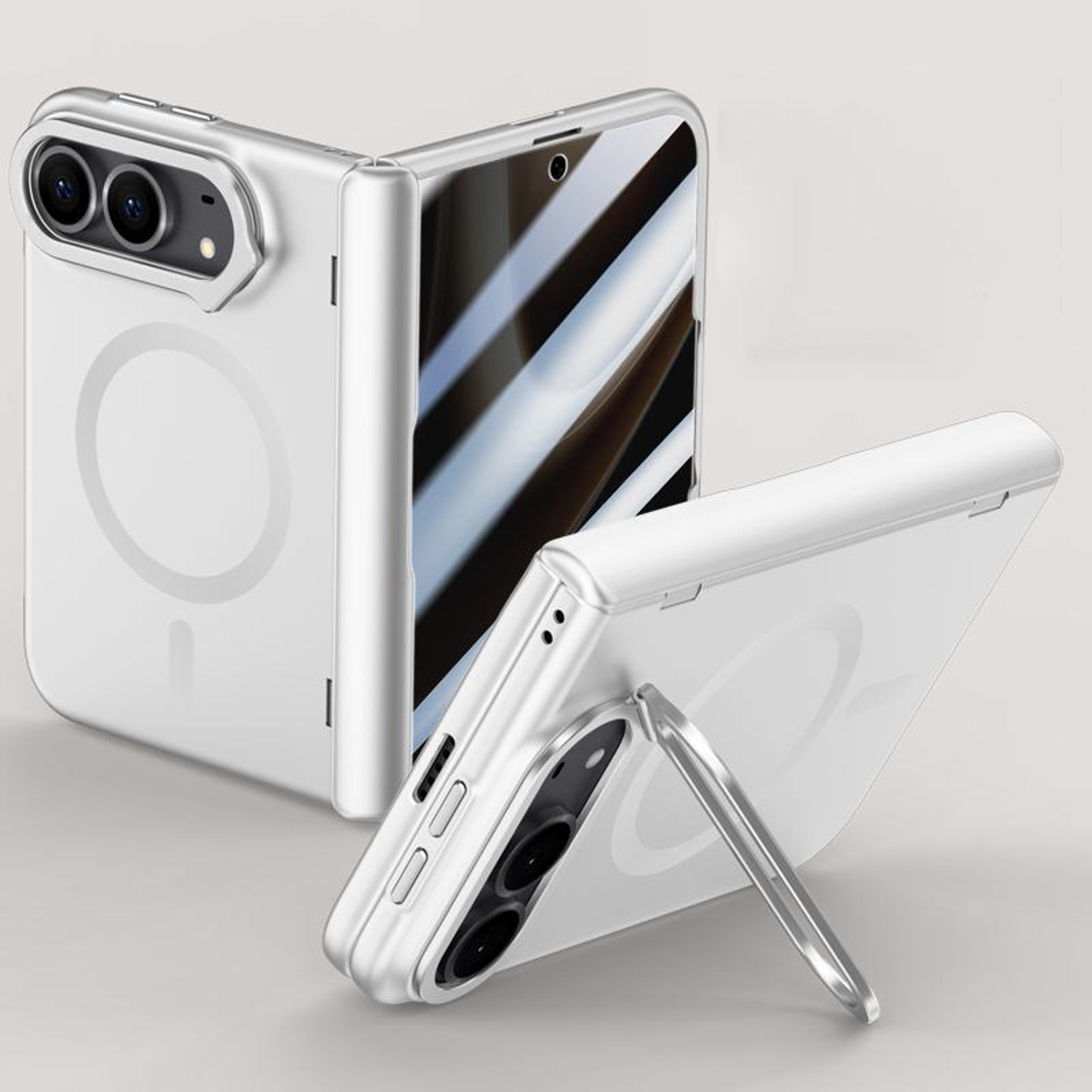 iphone duo magnetic phone case with tempered glass screen protector and rotating camera stand