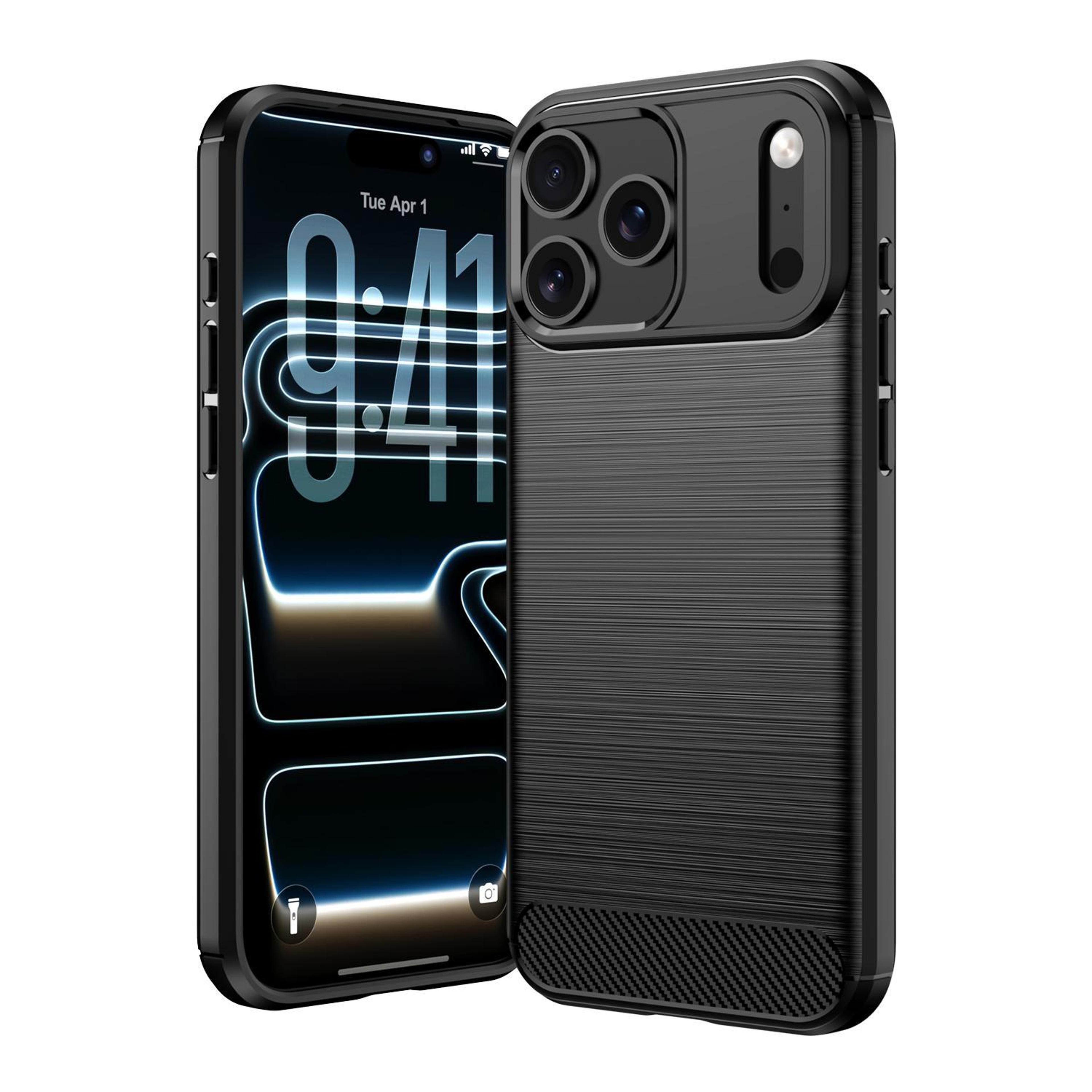 iphone 18 pro max brushed texture carbon fiber tpu phone case