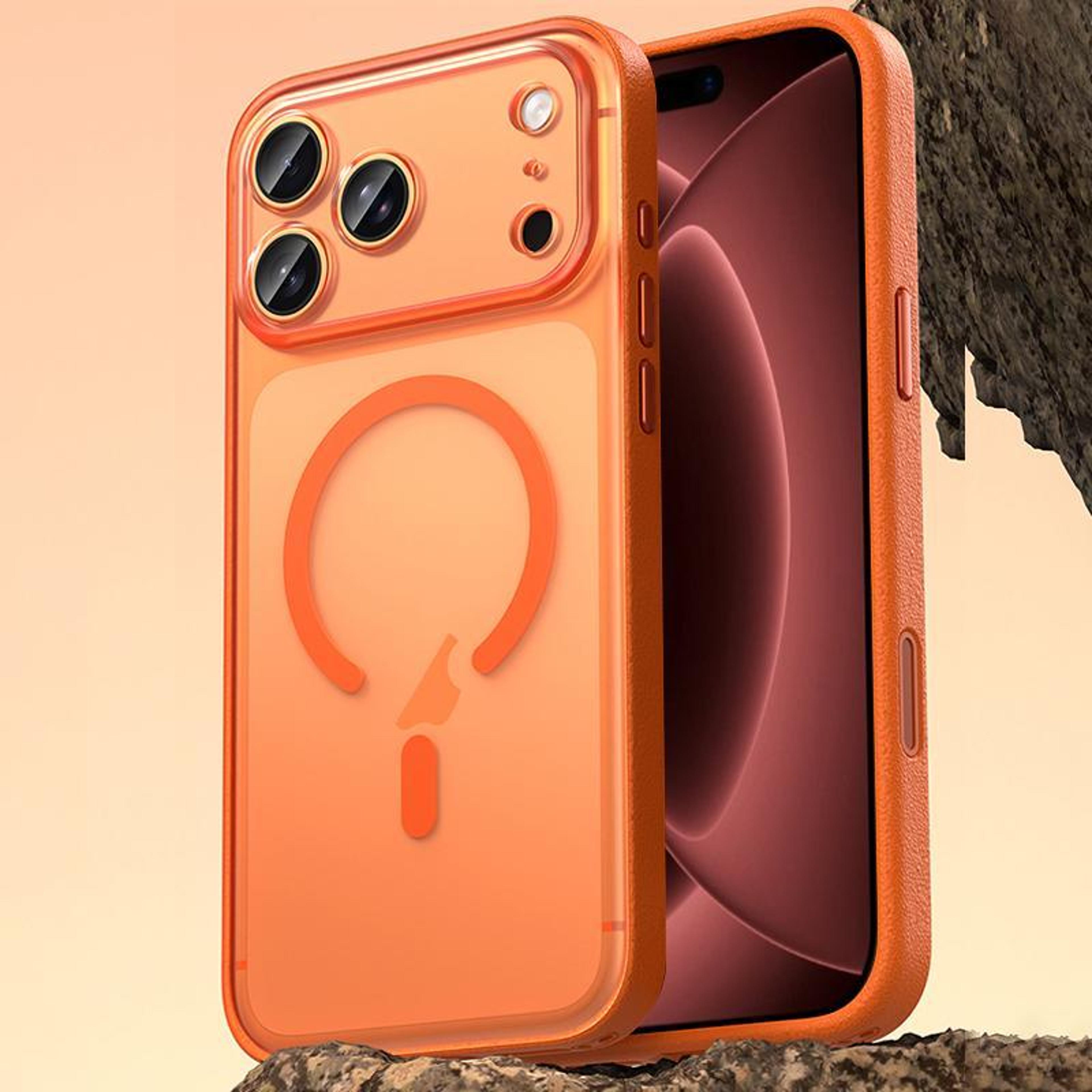 iphone 18 pro max magnetic leather-textured pc tpu phone case
