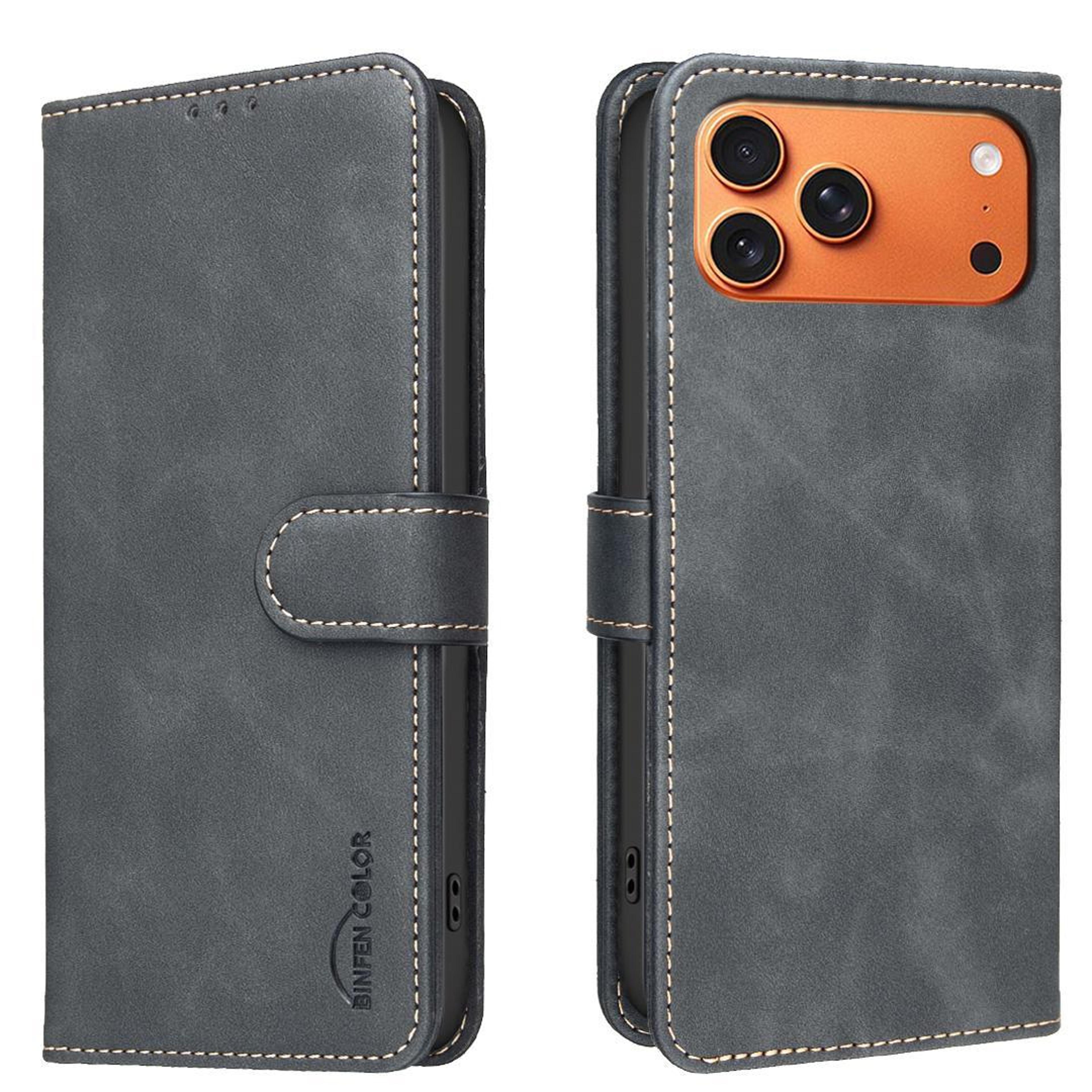 iphone 18 pro rfid vegan leather wallet case with card slots and kickstand