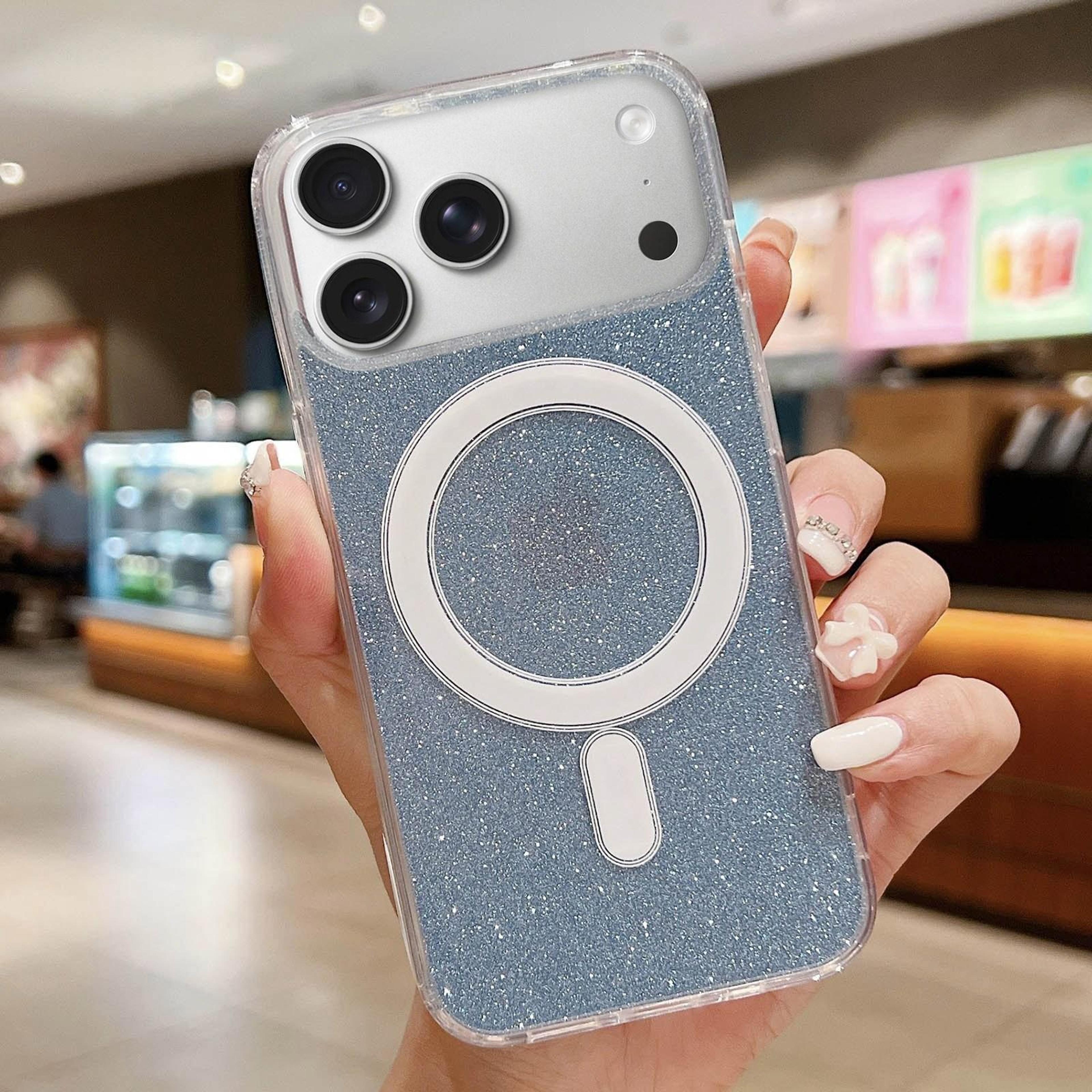 transparent glitter magsafe case for iphone 18 pro max with acrylic and tpu
