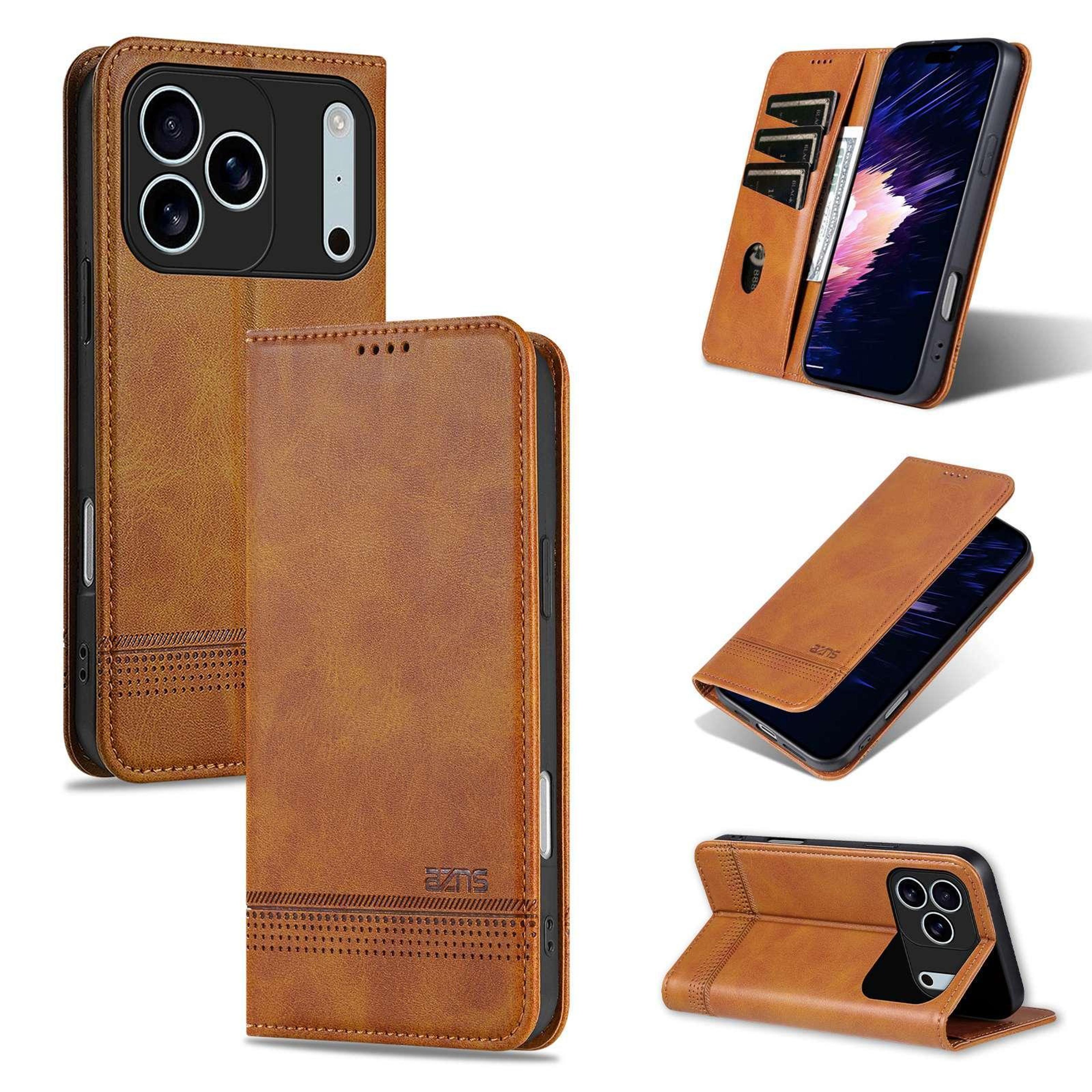iphone 18 pro pu leather wallet flip case with card slots and stand