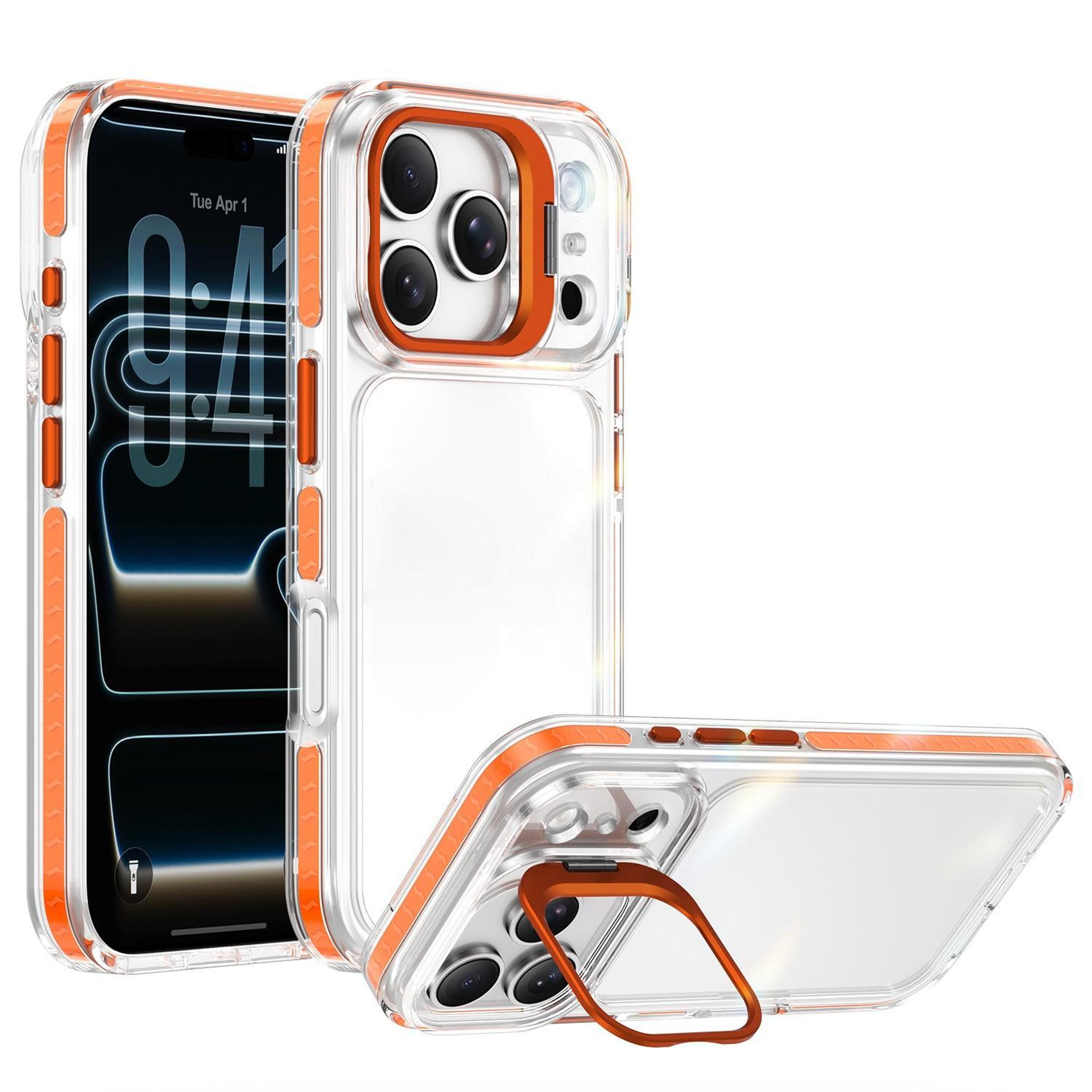 18 pro clear acrylic tpu phone case with metal camera lens frame