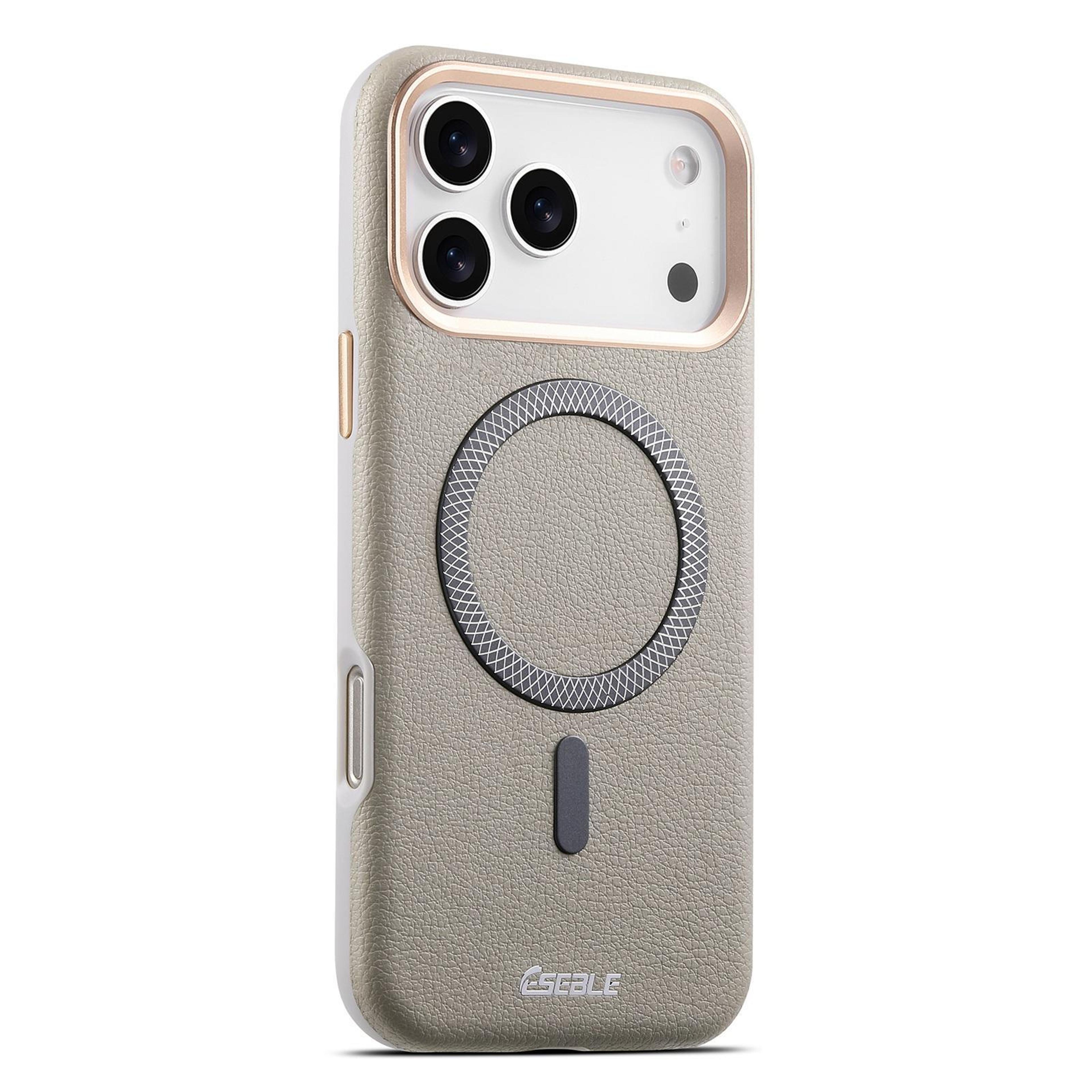 iphone 18 pro max magnetic litchi texture phone case with metal lens button