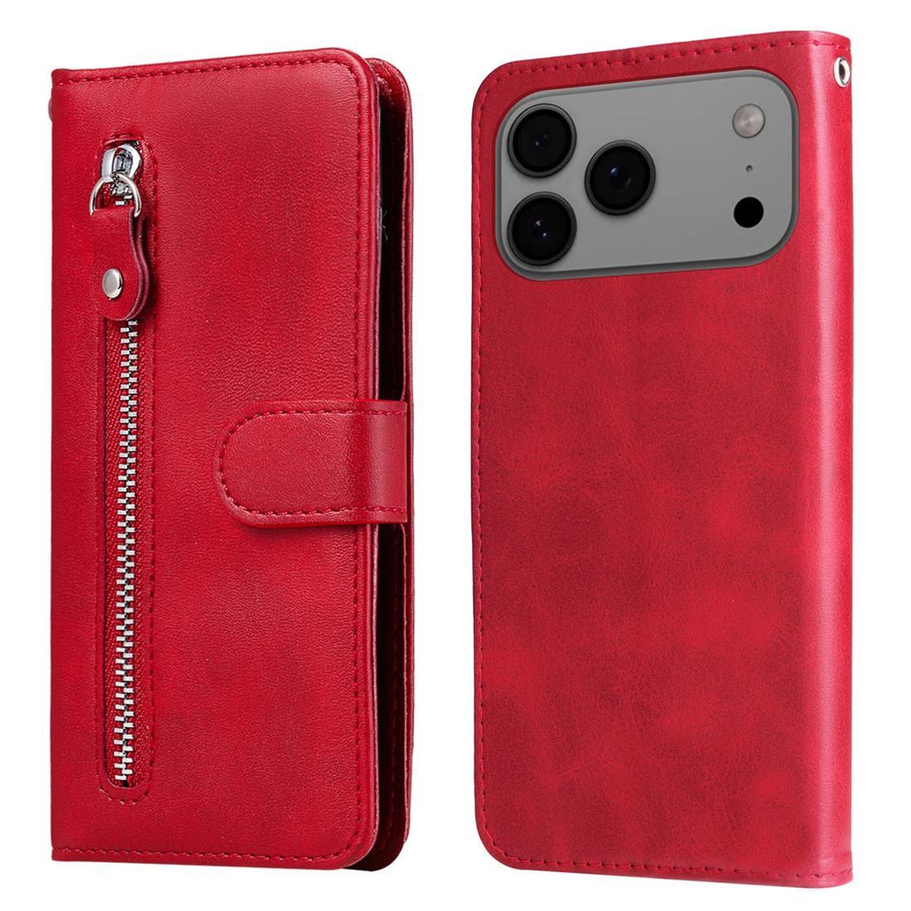 iphone 18 pro max calf texture zipper wallet phone case