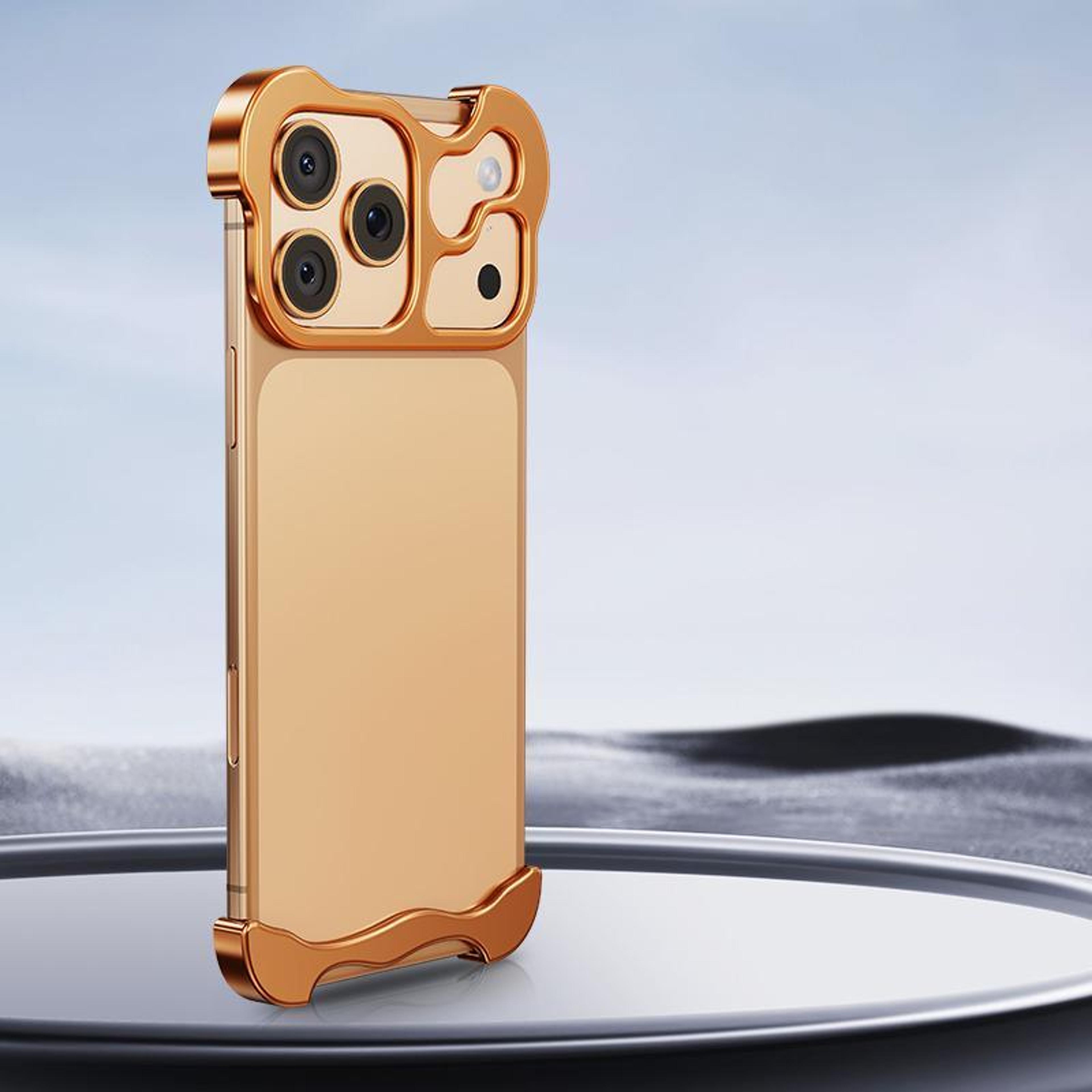 frameless metal corner phone case for iphone 18 pro with camera lens film