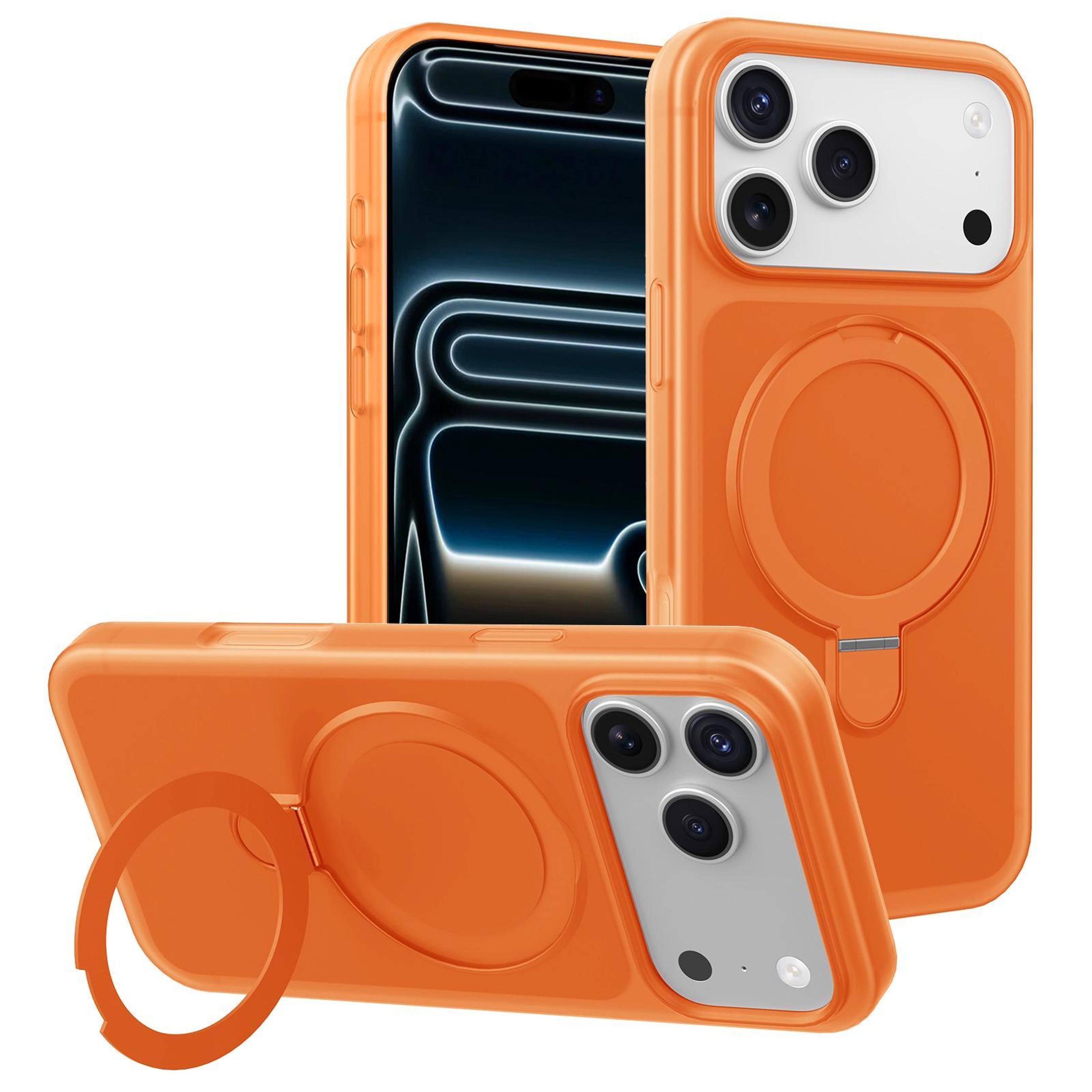 18 pro max magnetic phone case with 360-degree rotating kickstand