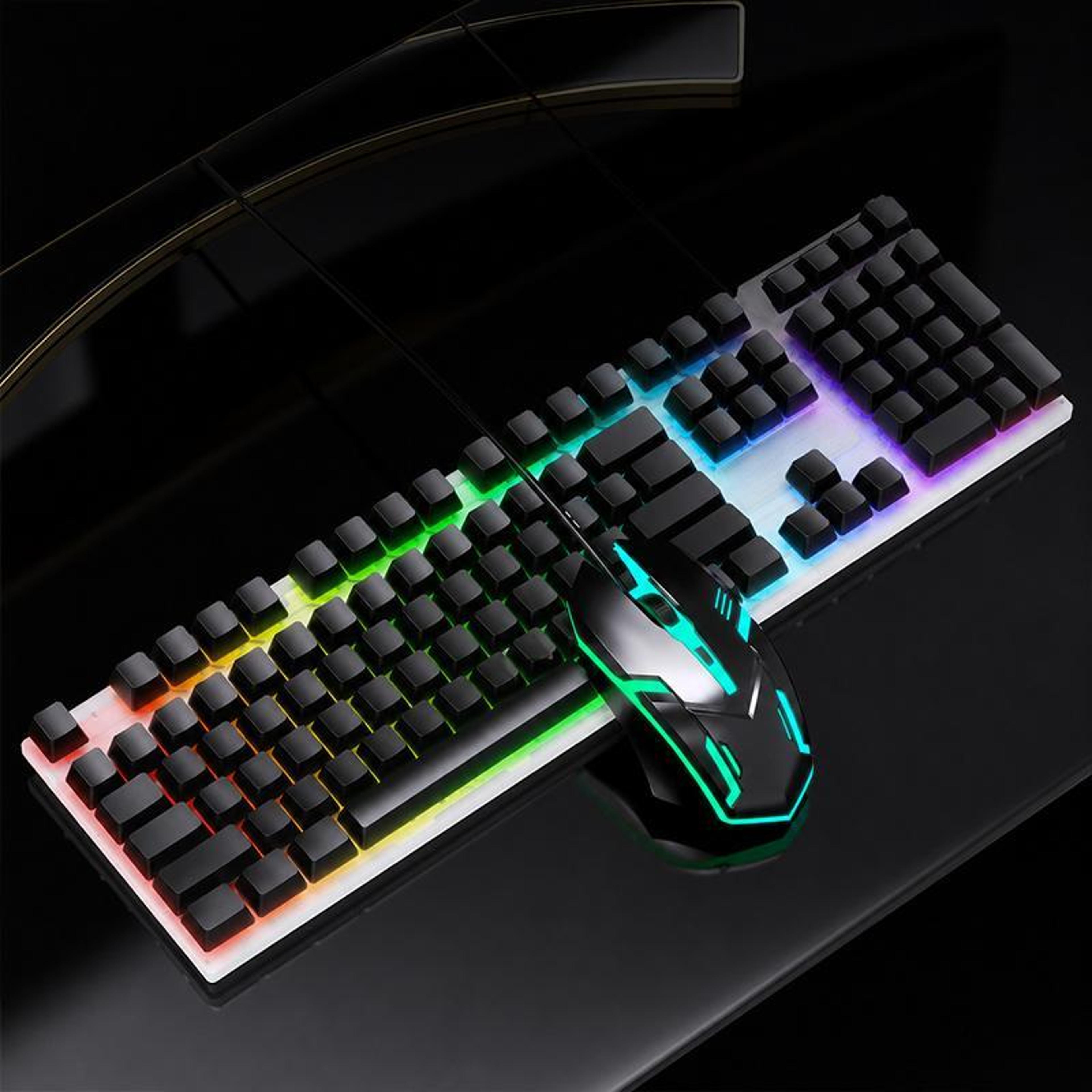 104-key wired gaming keyboard and mouse set with multi-color lighting
