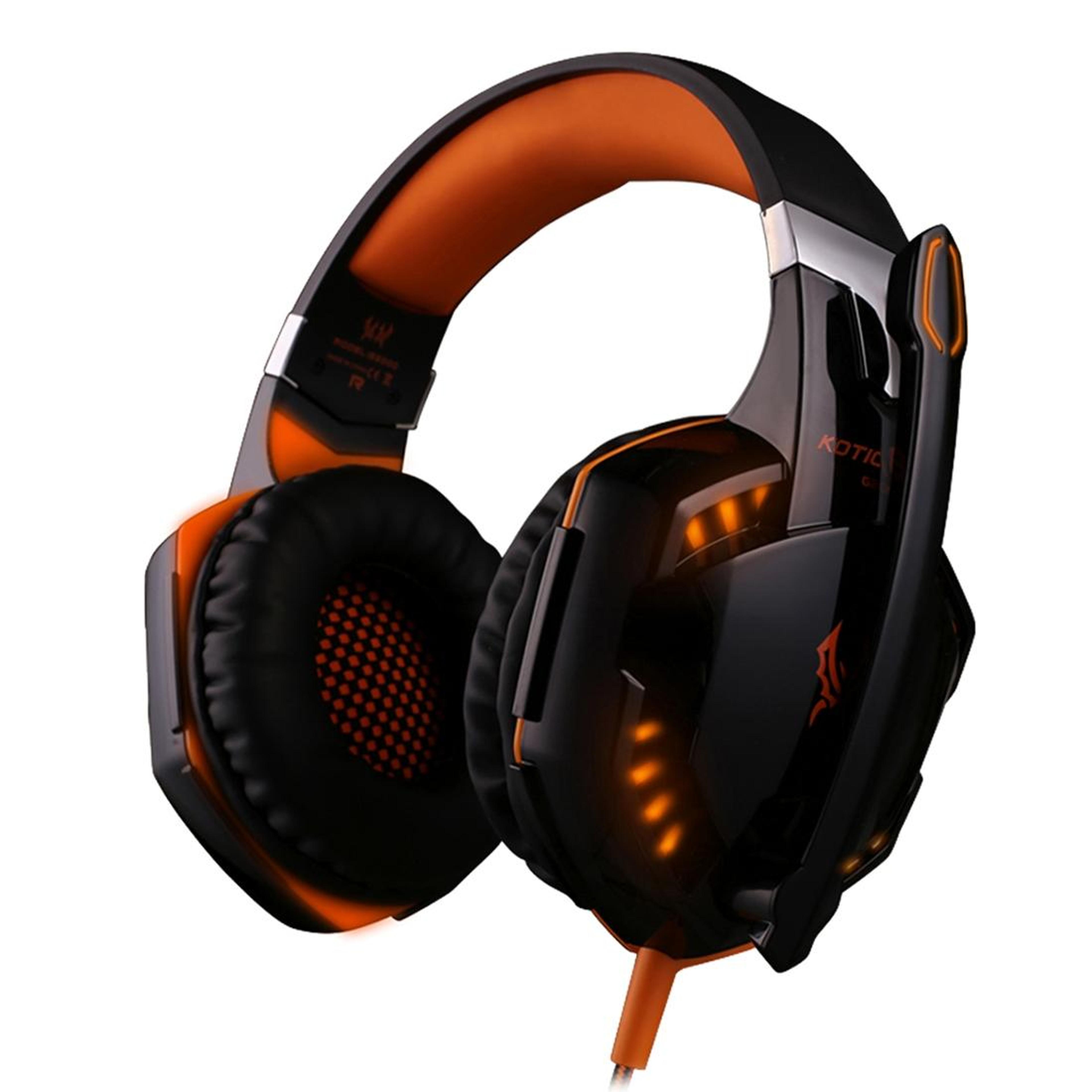 over-ear gaming headset with 50mm drivers led lights and microphone