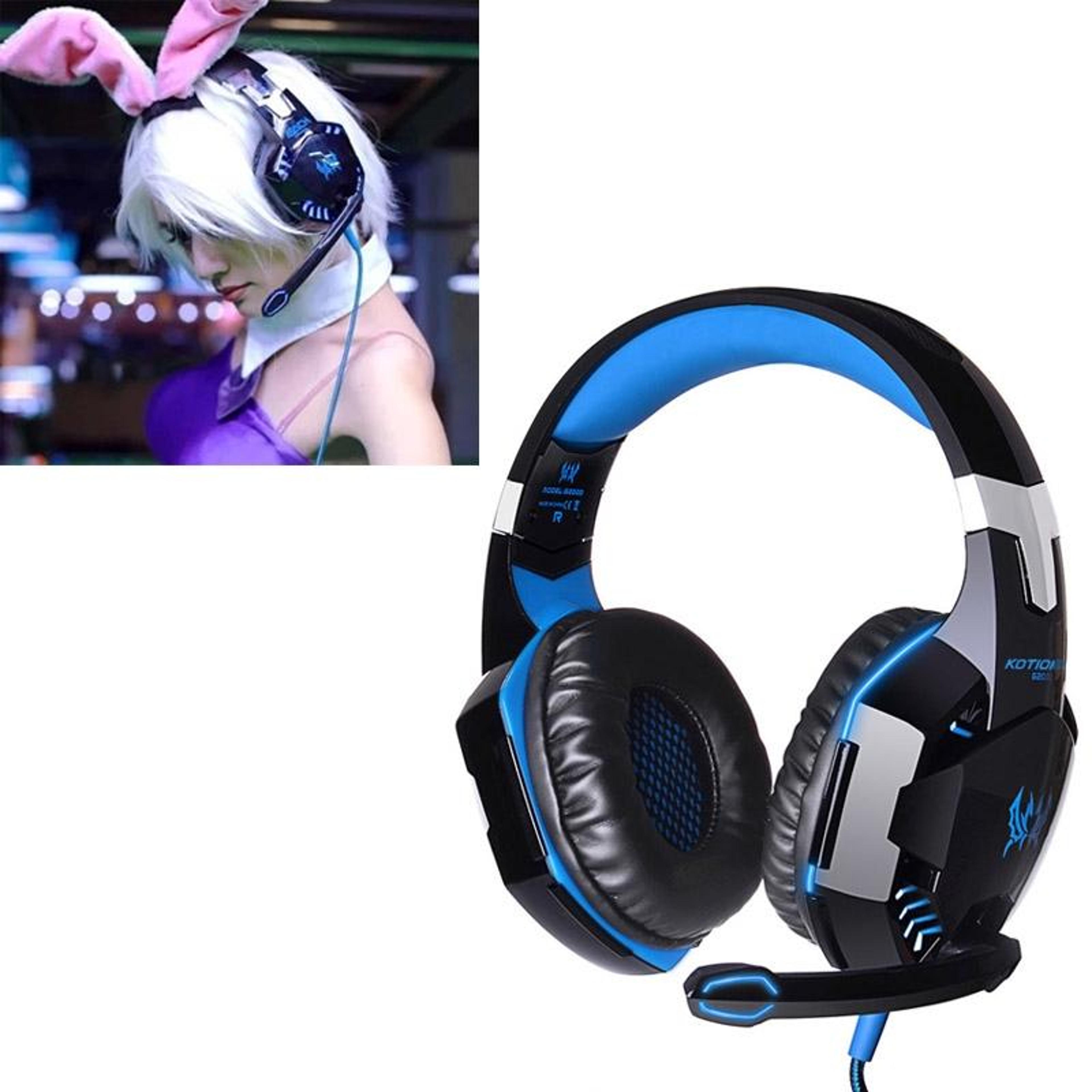 g2000 wired over-ear gaming headset with 50mm drivers microphone and led lights