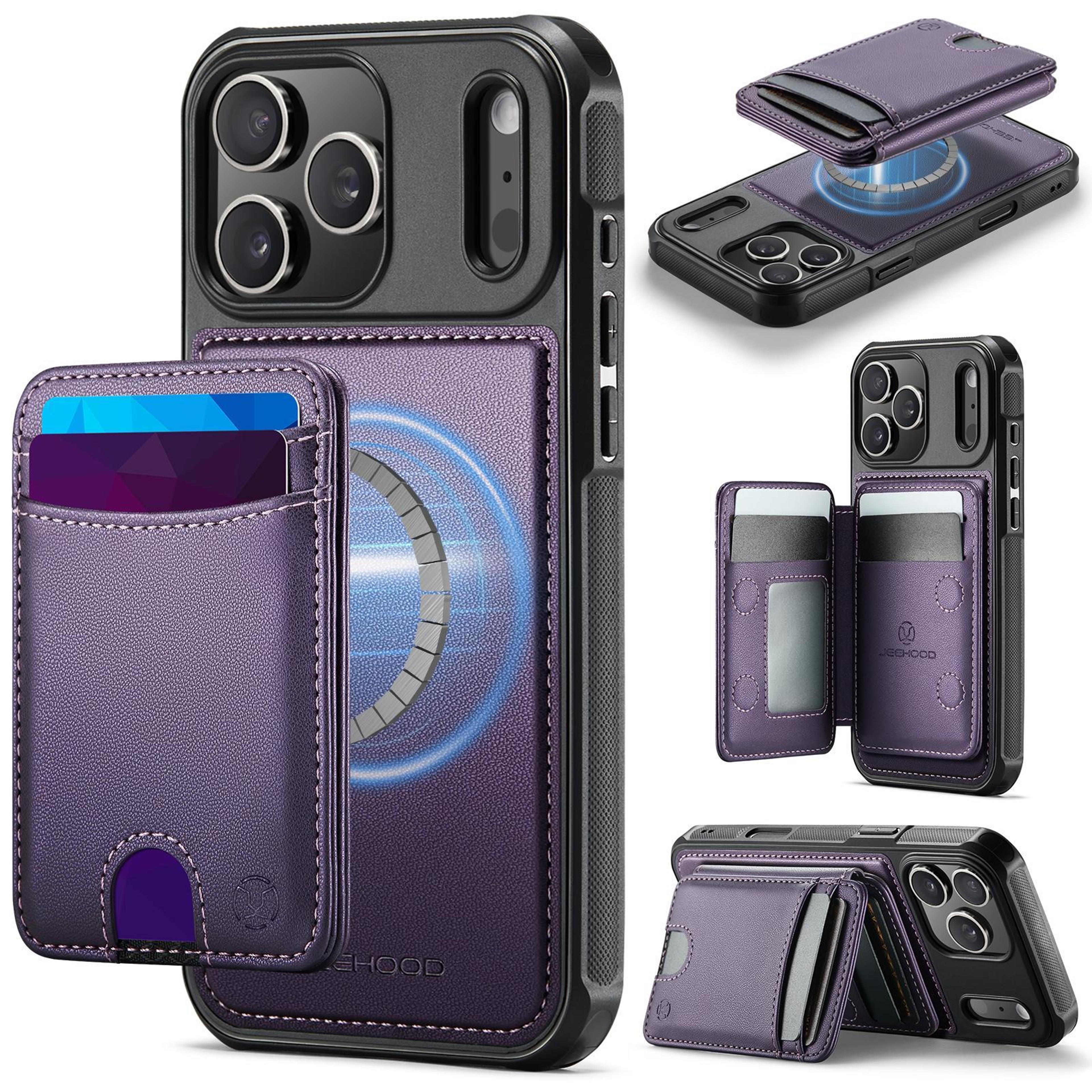 iphone 18 pro max magsafe rfid card holder case with detachable wallet