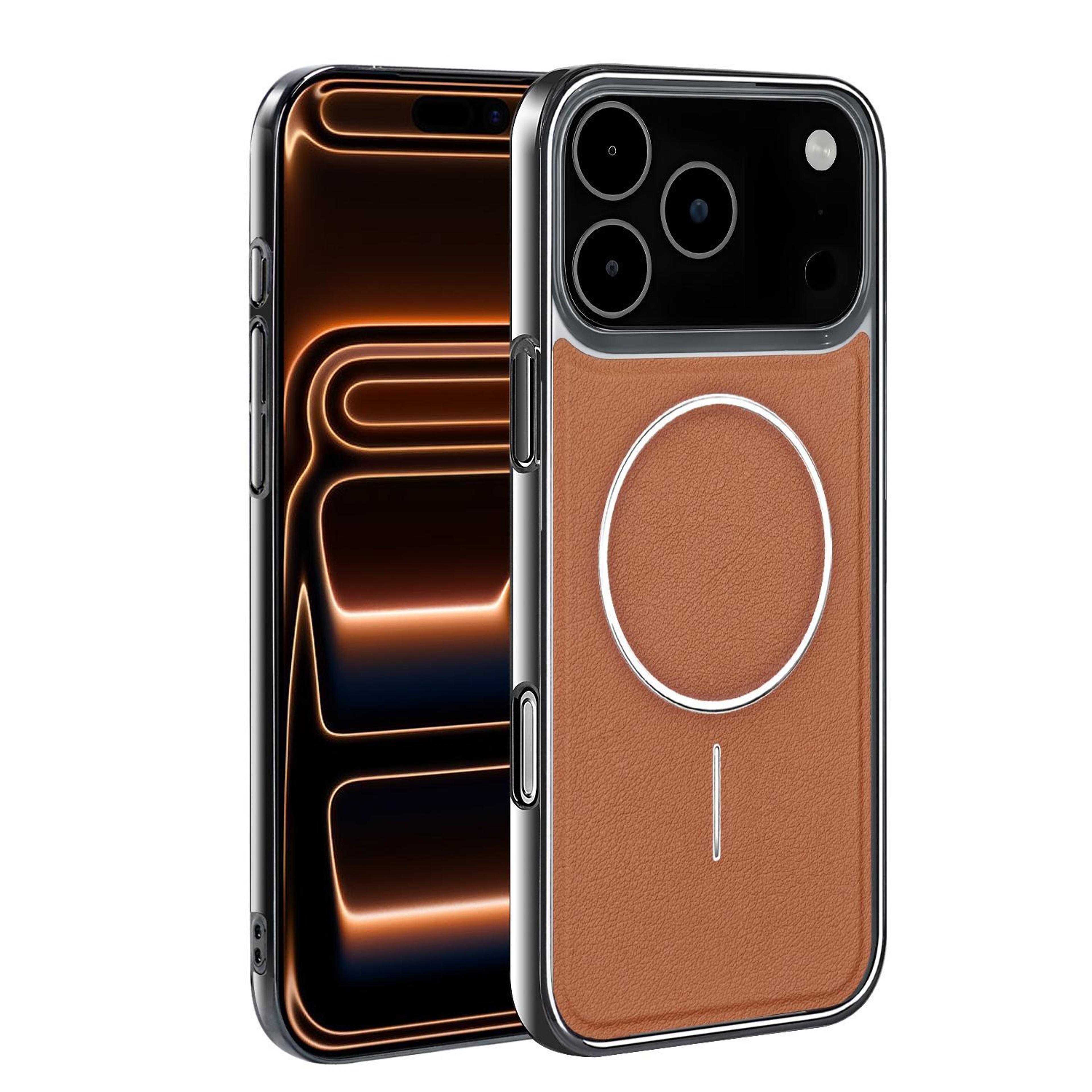 iphone 18 pro max vegan leather magnetic shockproof case