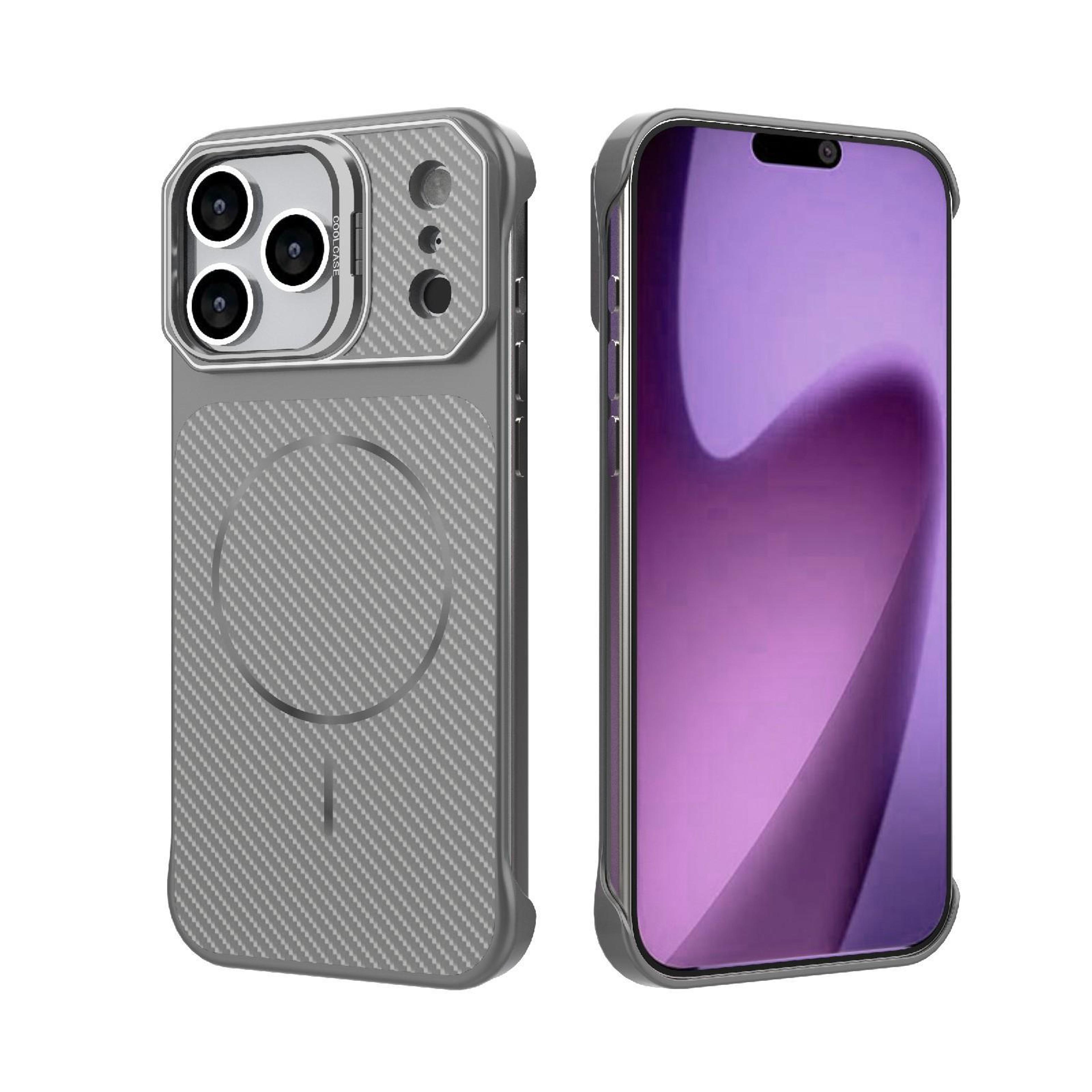 iphone 18 pro max frameless magnetic carbon fiber texture pc case
