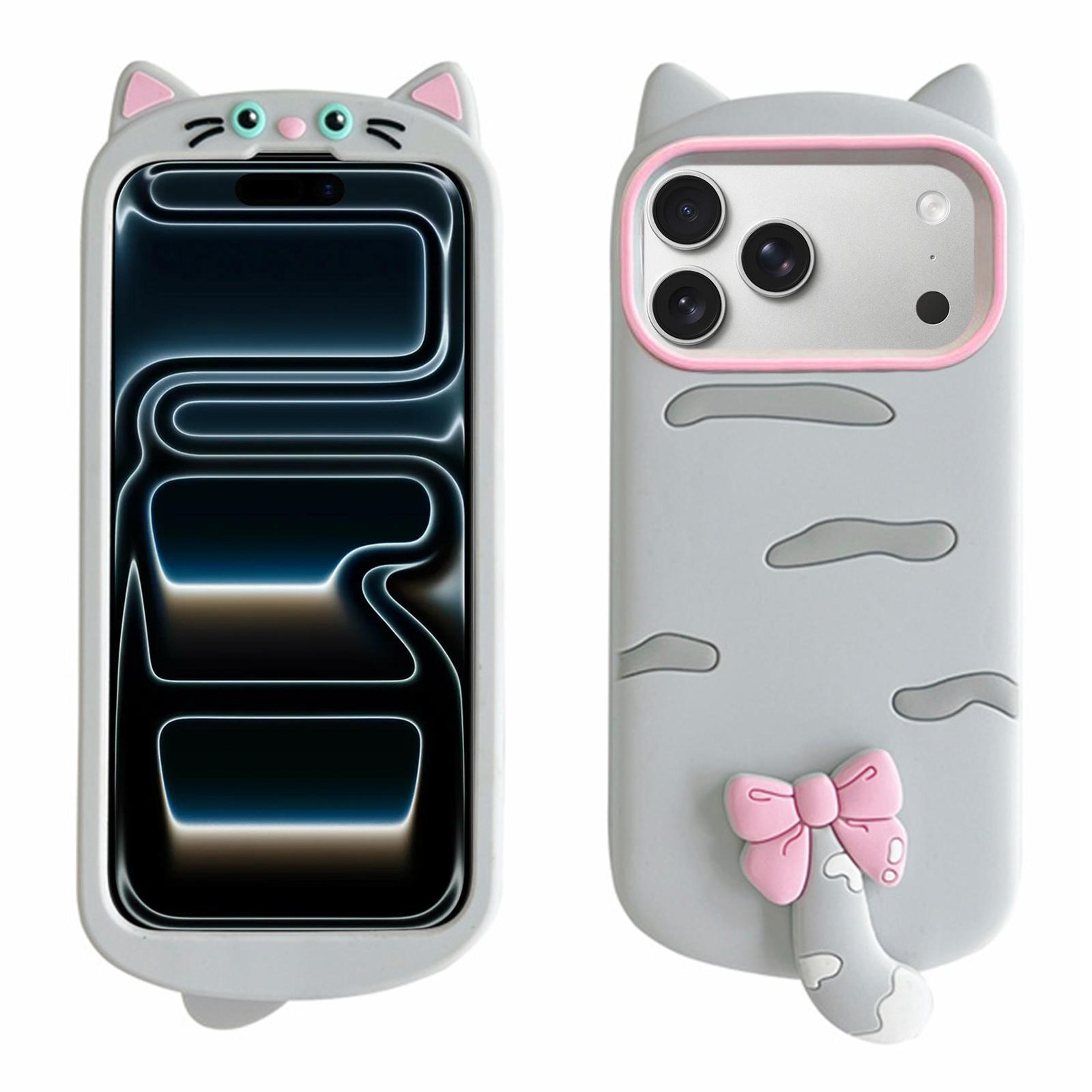 cute 3d cat silicone phone case for iphone 18 pro