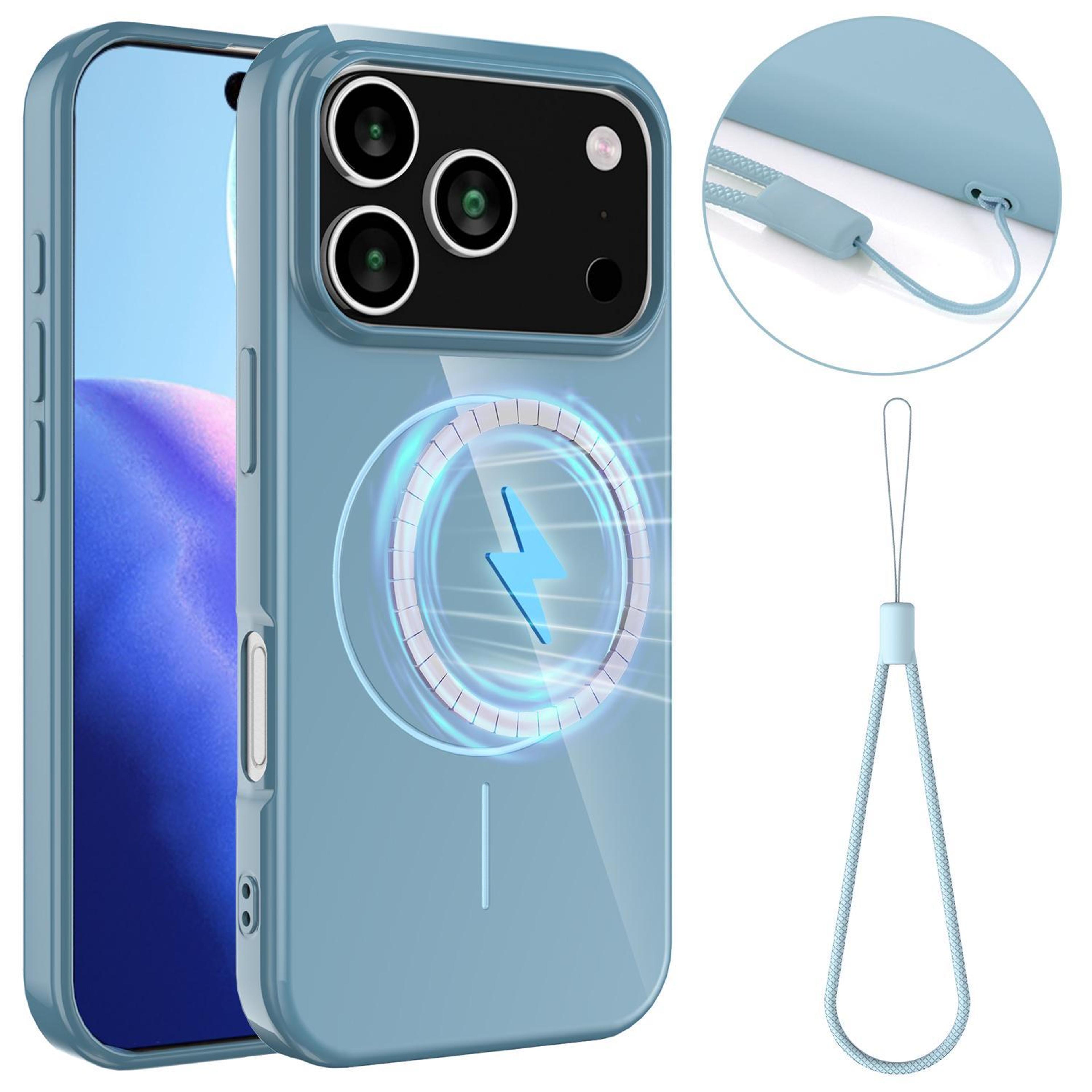 iphone 18 pro max case glossy tpu magsafe shockproof case with lanyard