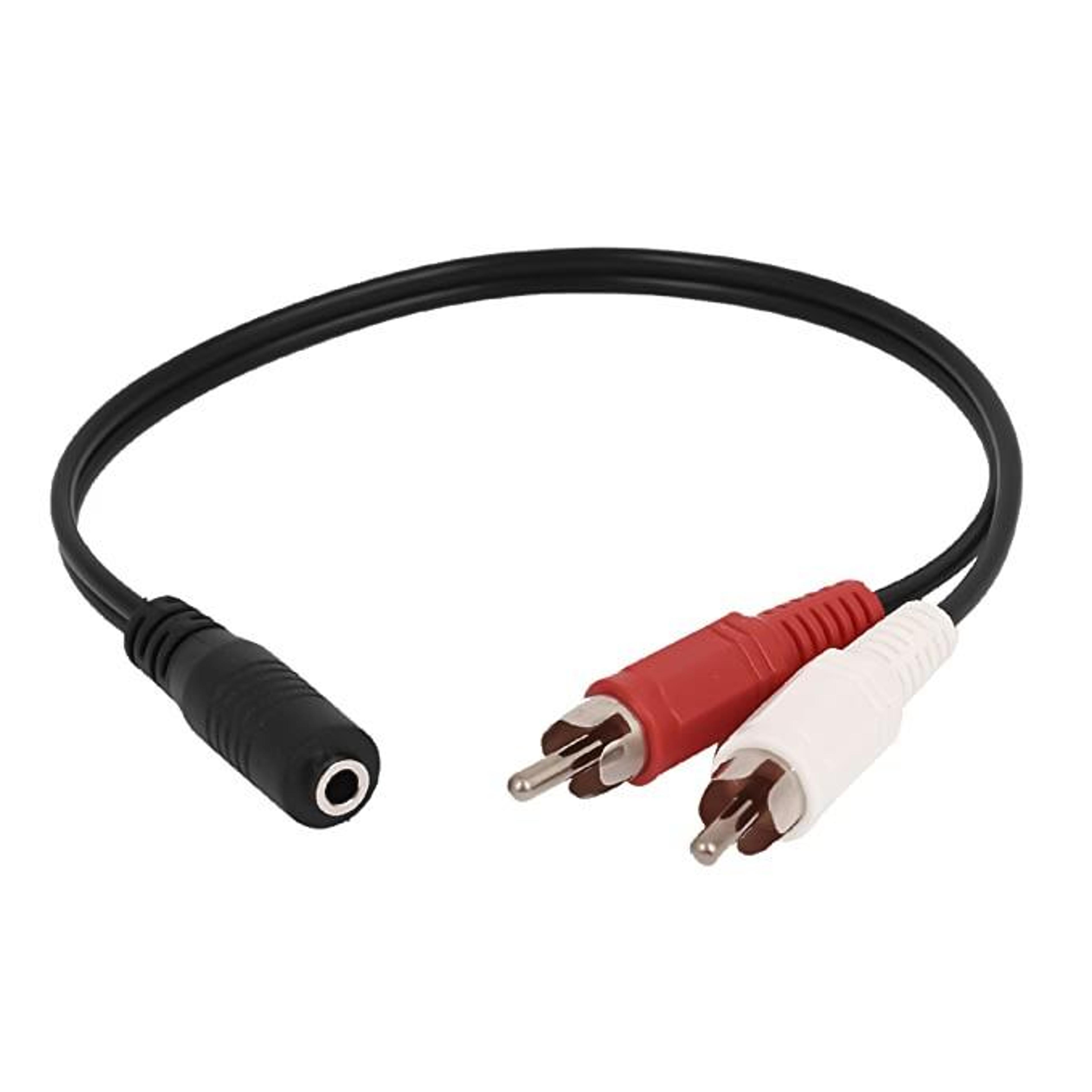 3.5mm female stereo jack to dual male rca audio adapter cable 15 inch