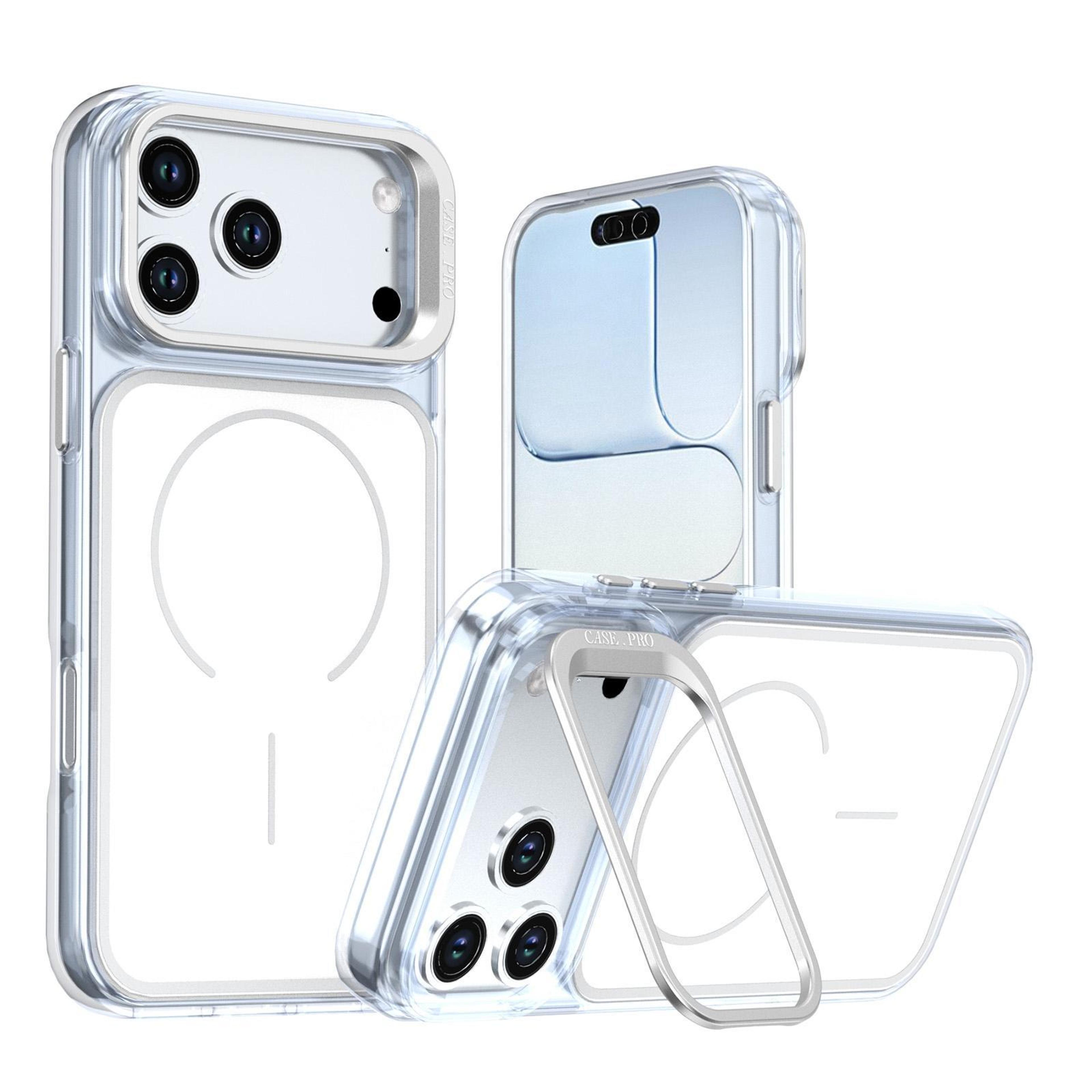 18 pro max bright color block magnetic phone case with camera stand