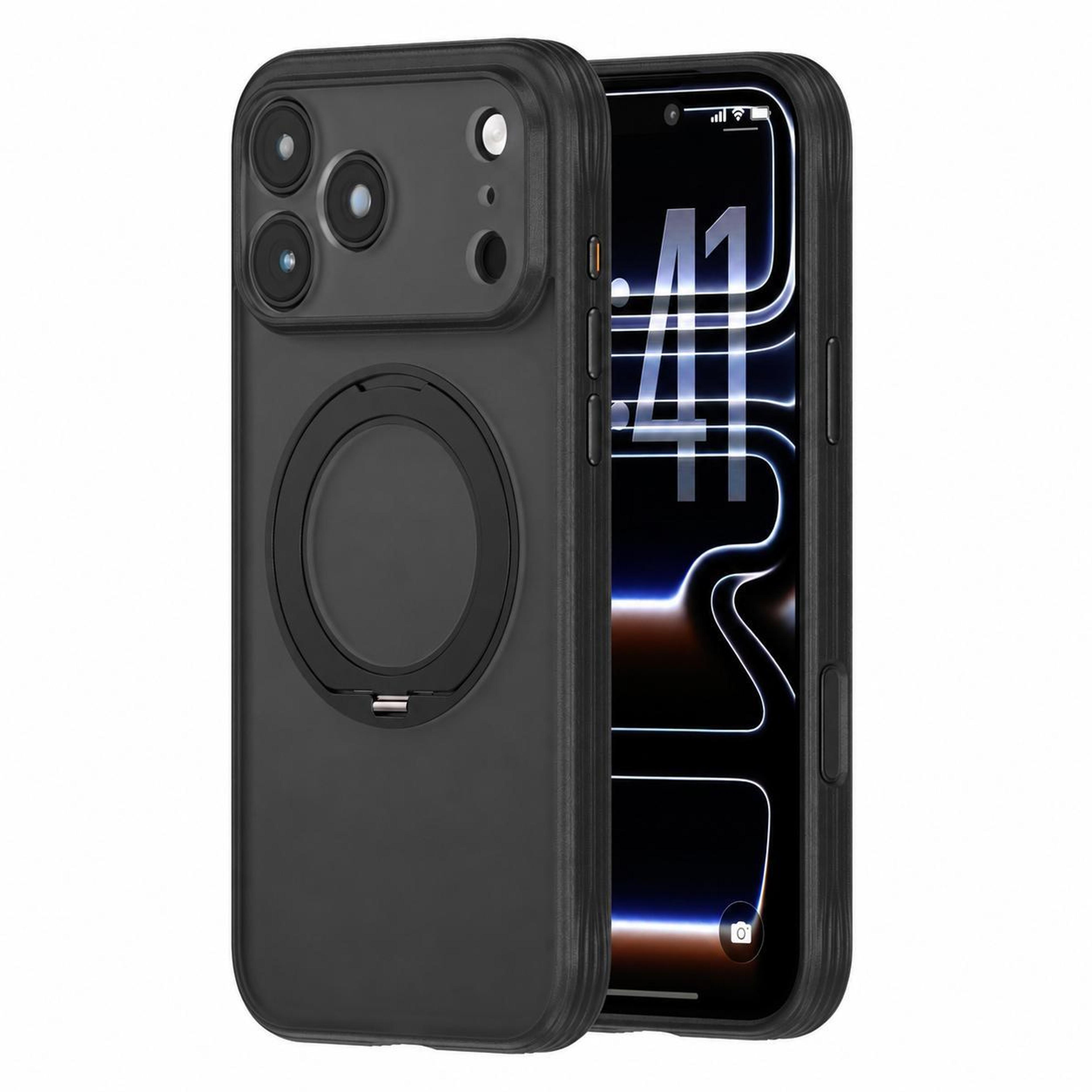 18 pro magnetic shockproof phone case with 360° rotating ring stand