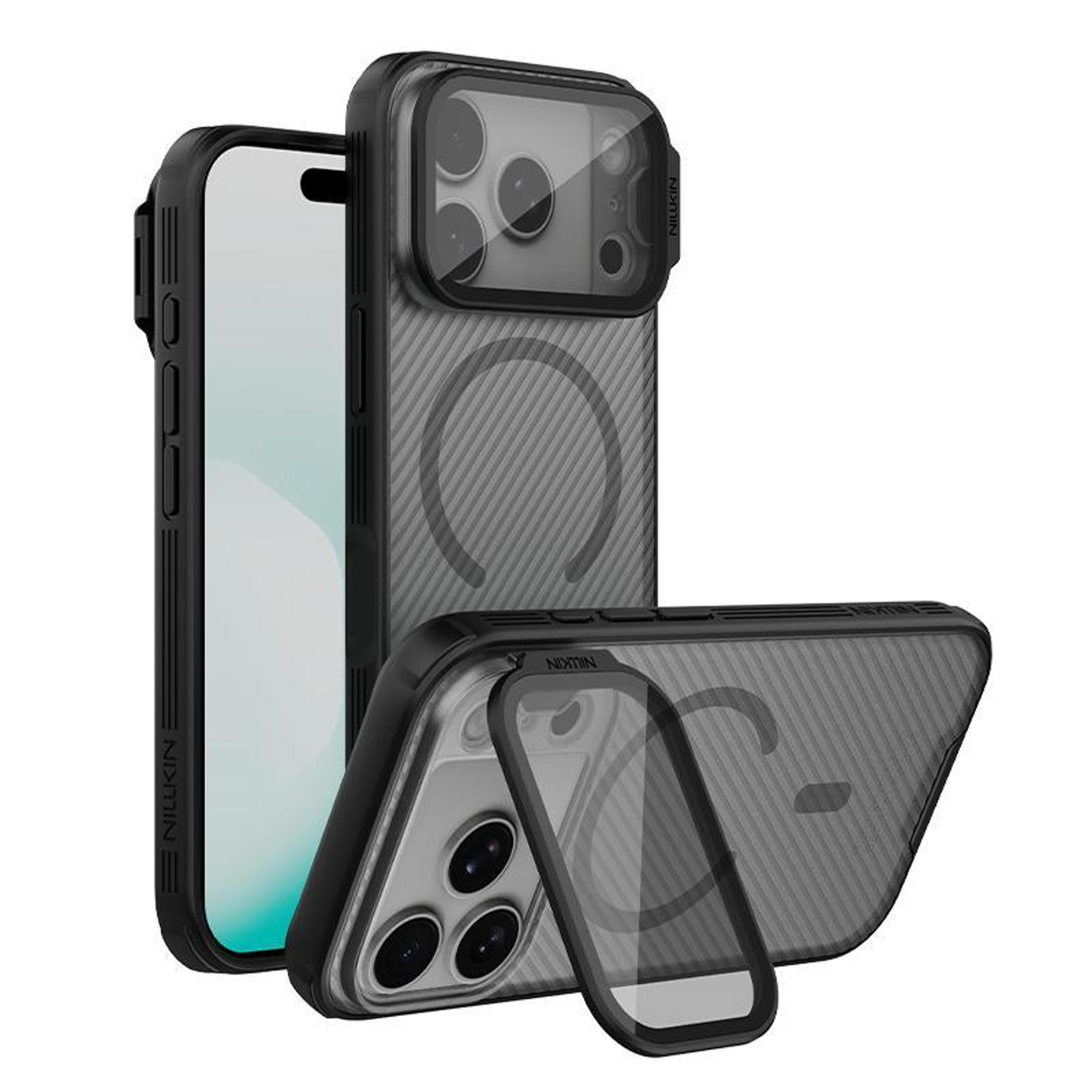 iphone 18 pro magnetic translucent pc case with flip camera lens cover