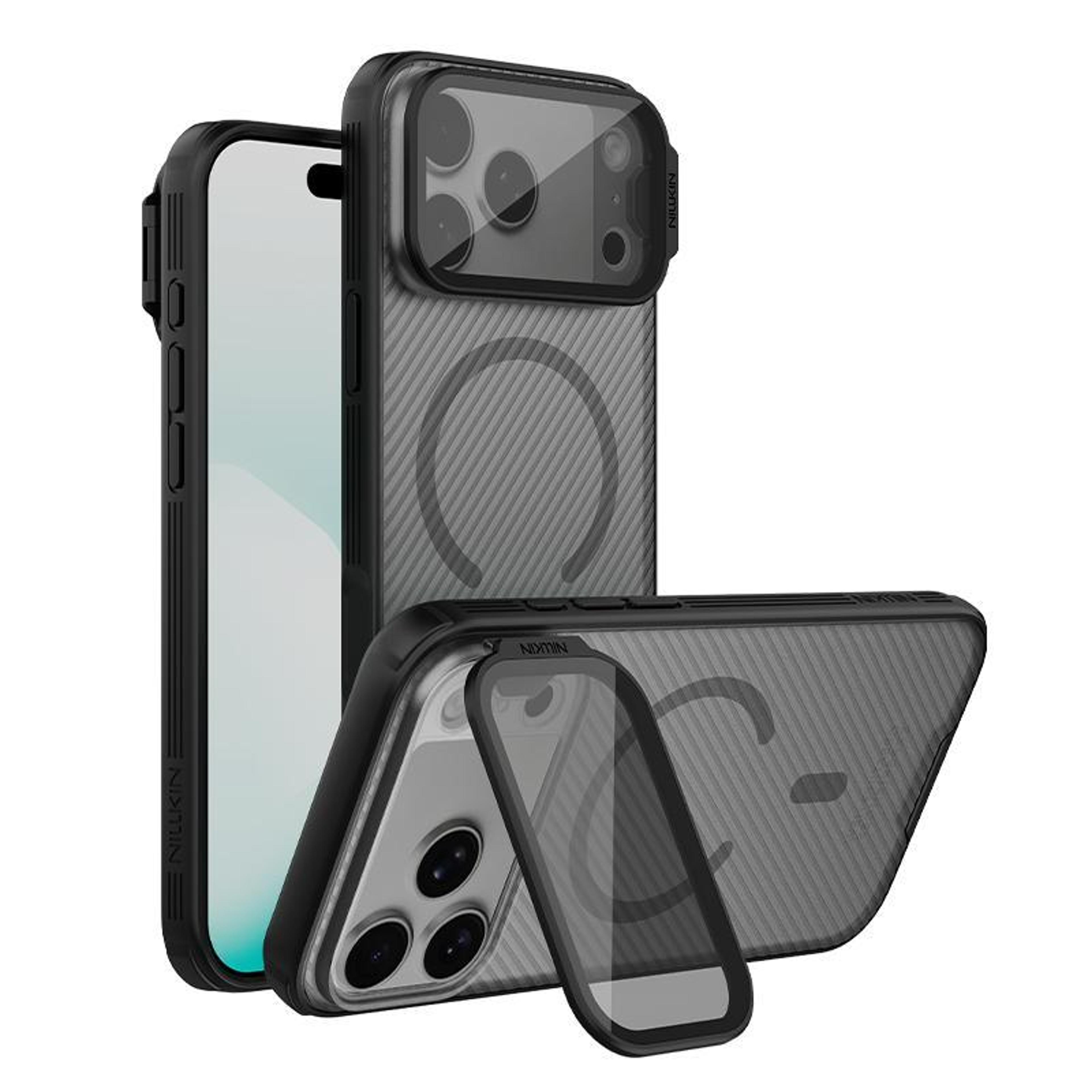iphone 18 pro max magnetic translucent pc case with camera lens flip cover