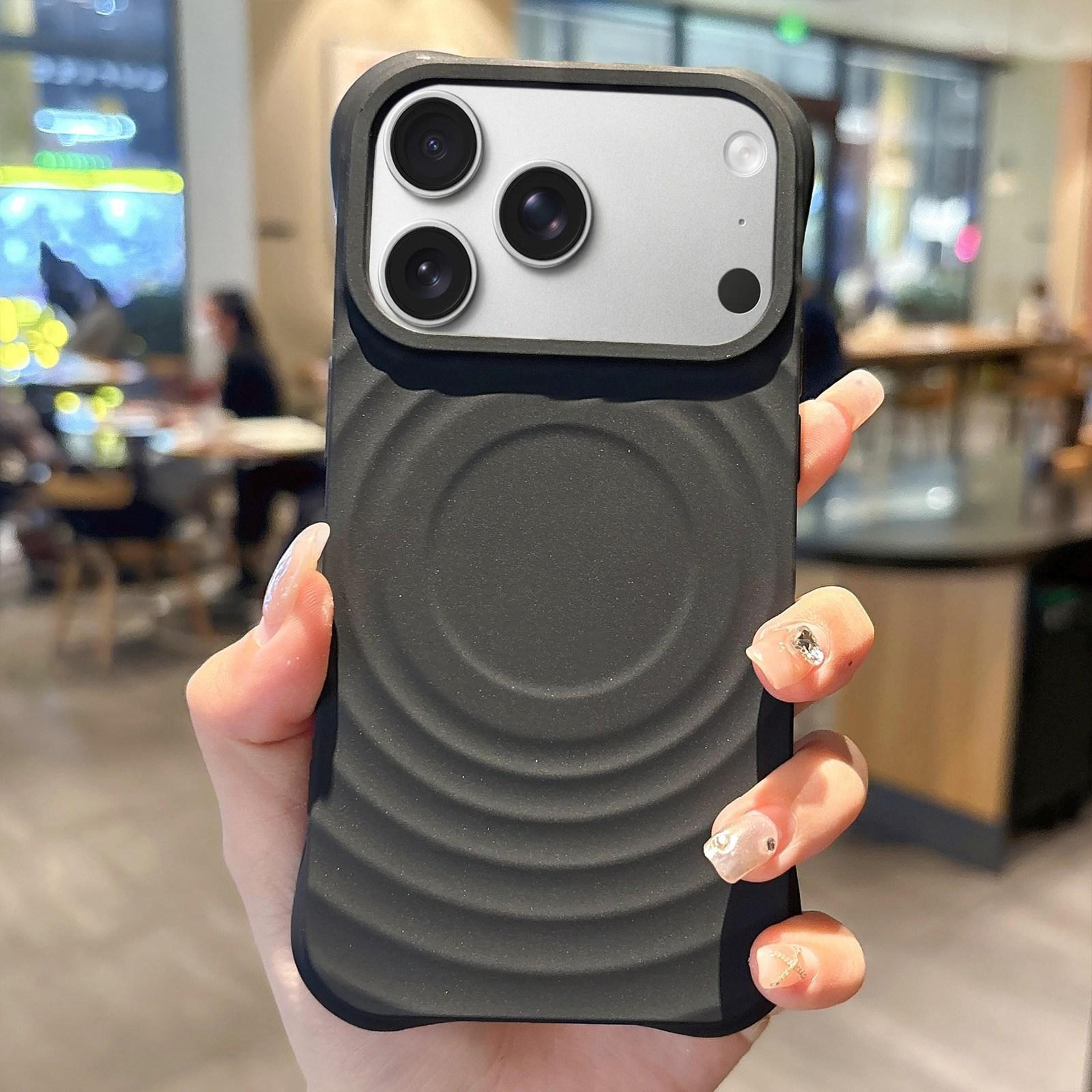 iphone 18 pro max magnetic ring texture tpu phone case with magsafe charging support