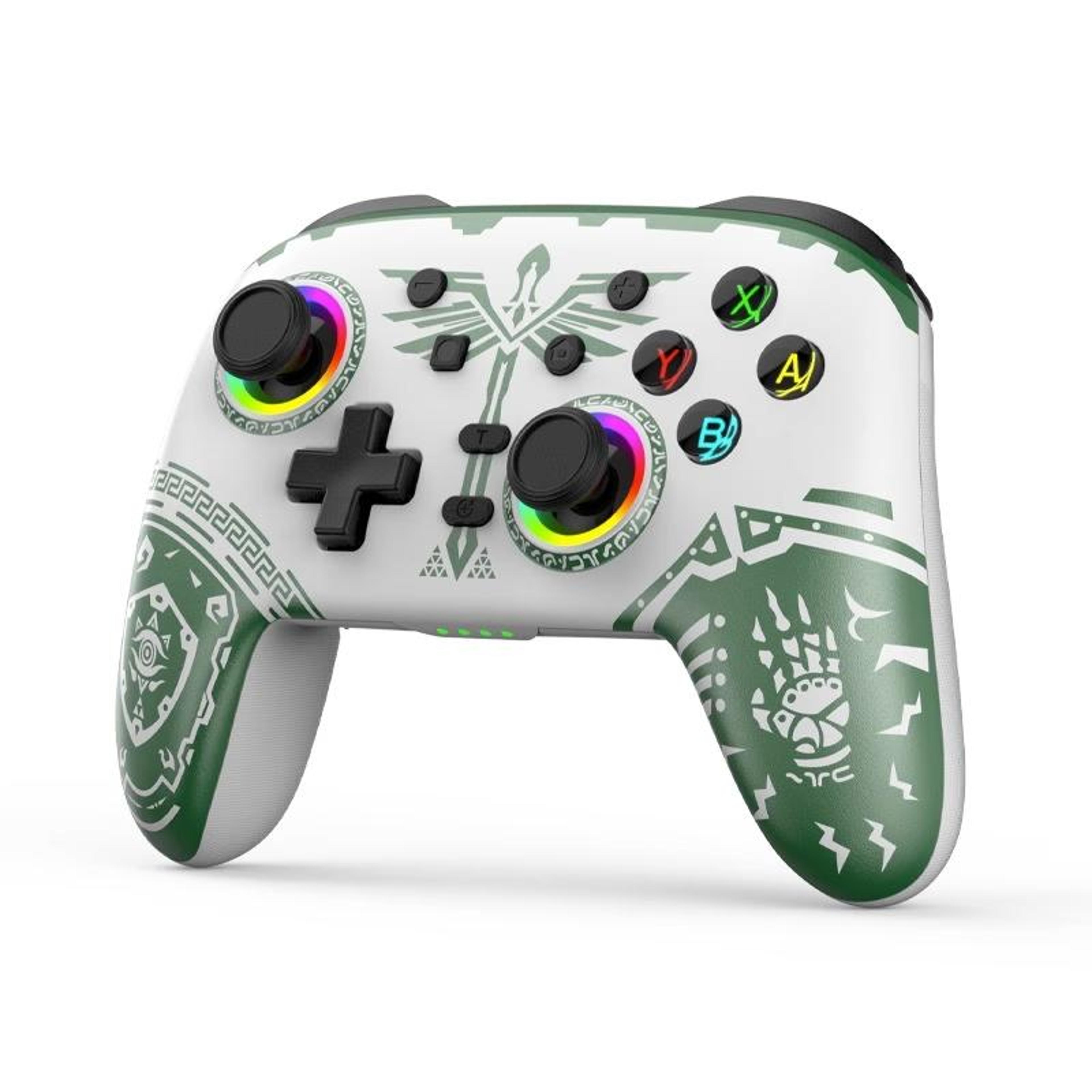 wireless bluetooth game controller with 6-axis motion control and vibration - white green