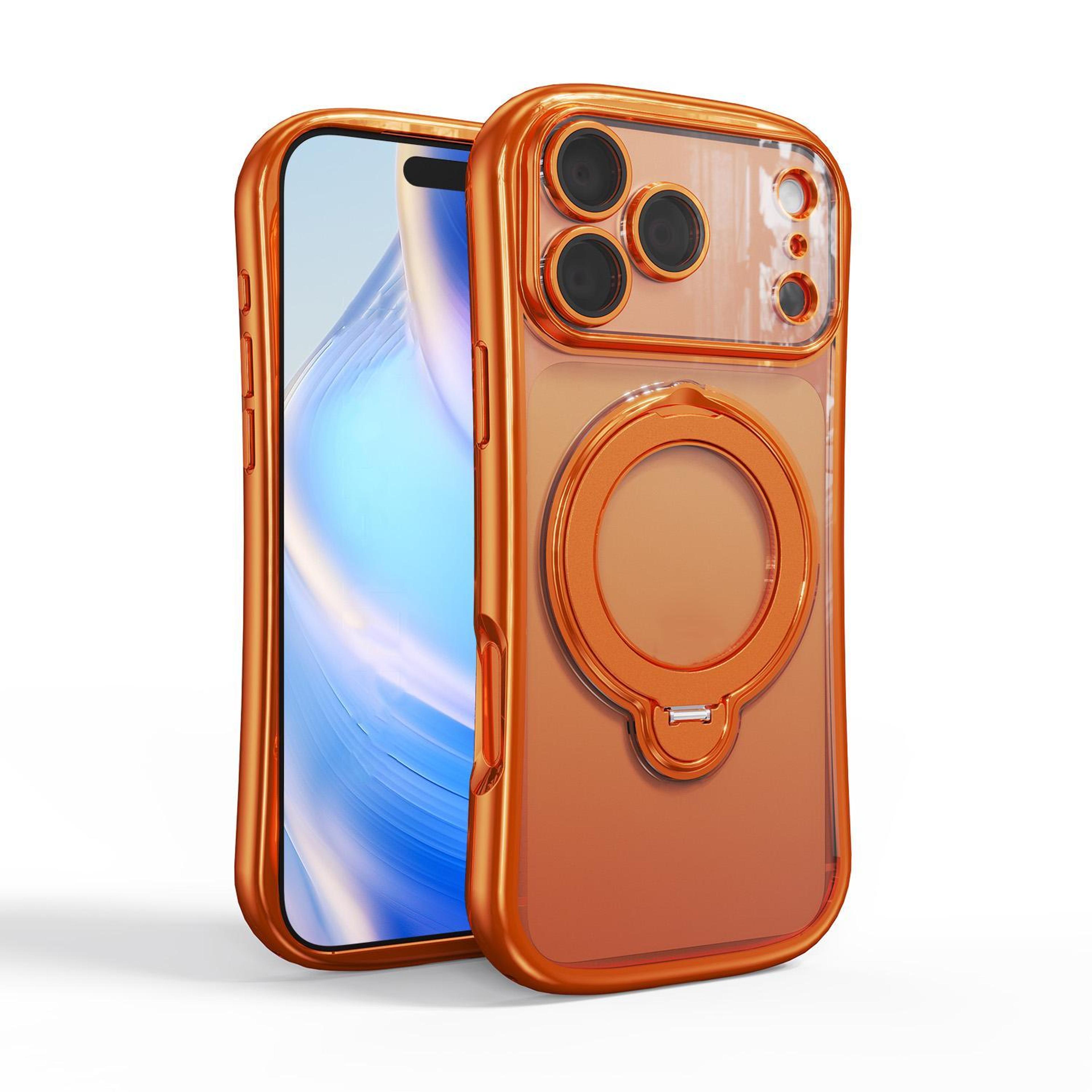 iphone 18 pro magnetic case with 360 degree rotating kickstand and electroplated finish