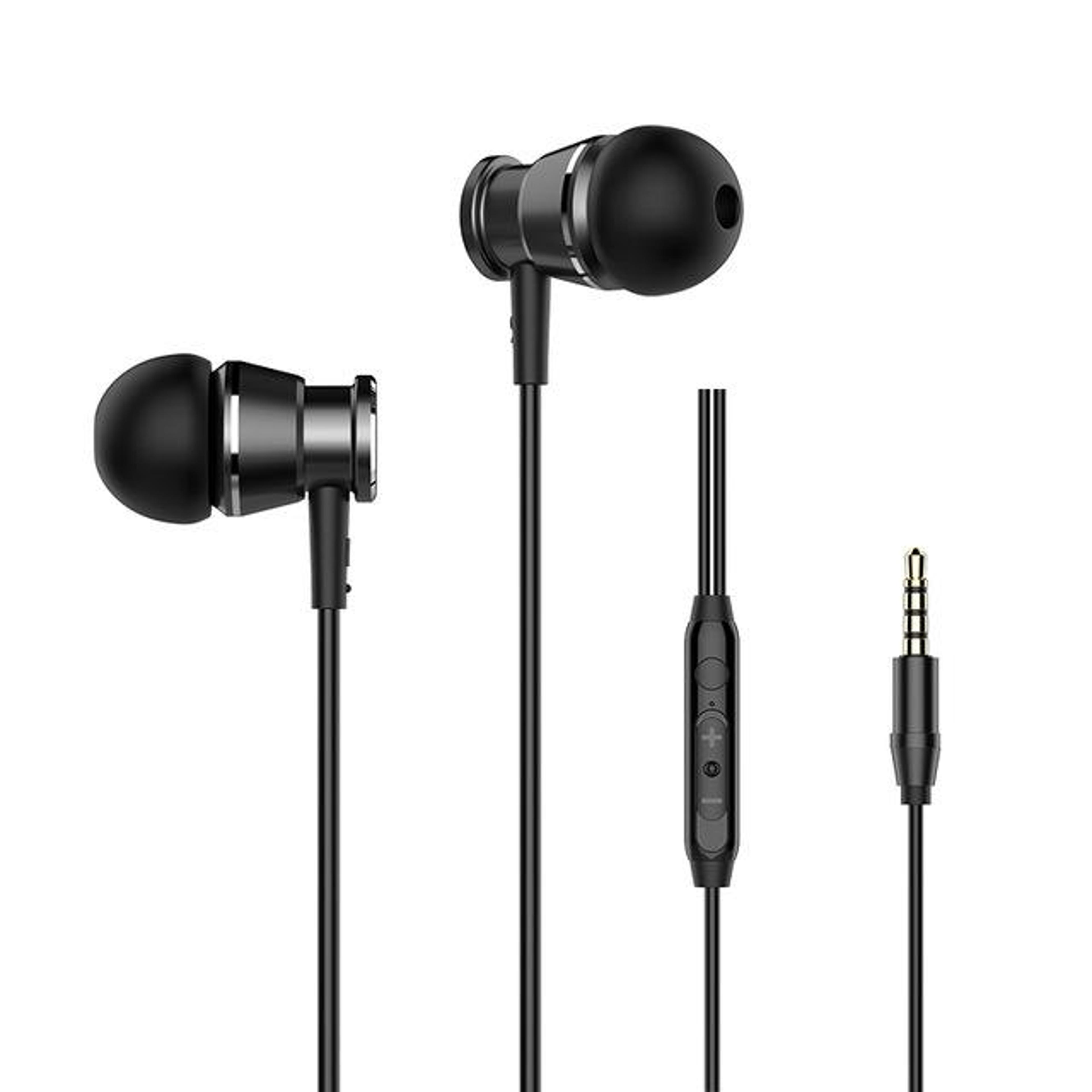 metal in-ear wired earphones with hd mic and 3.5mm jack