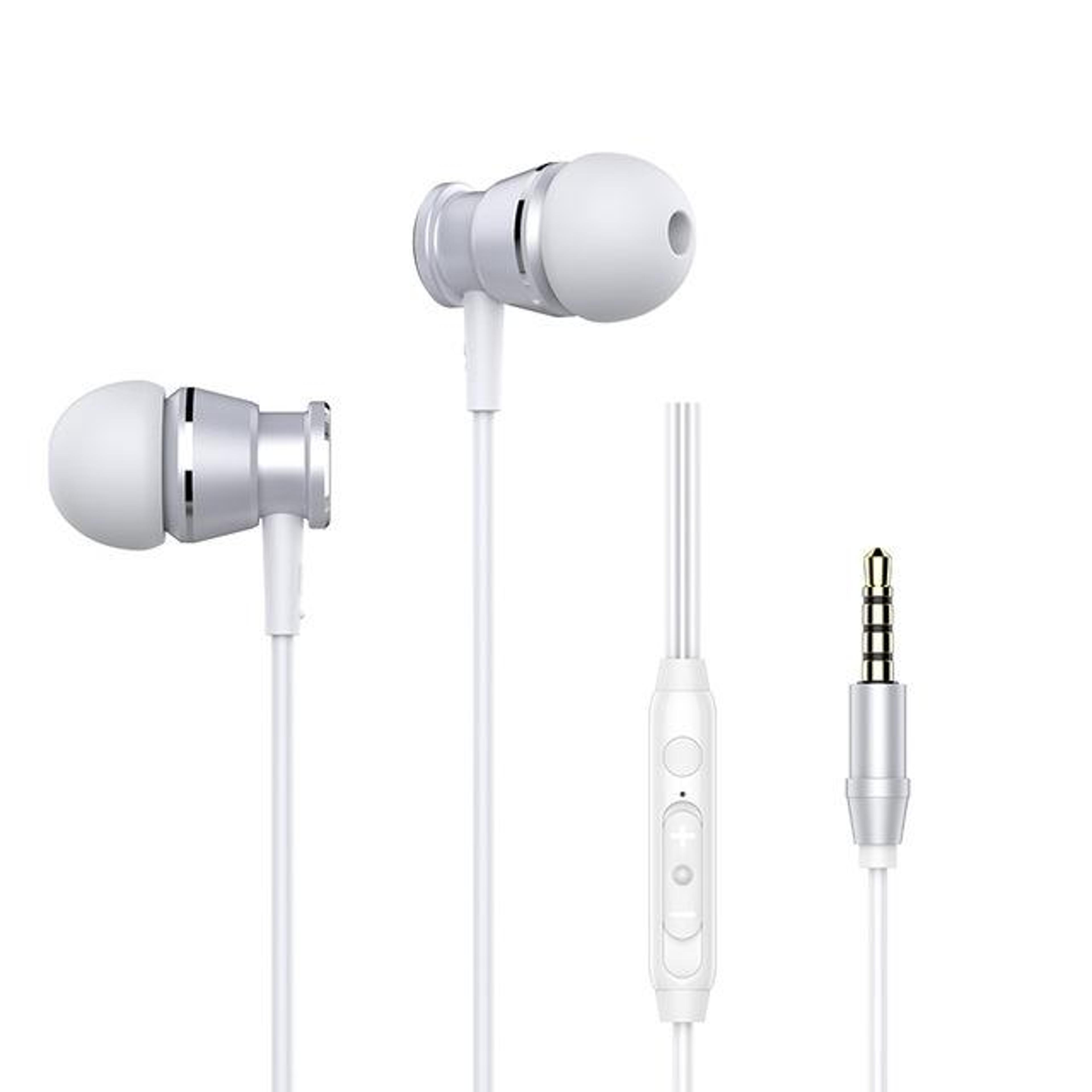 metal 3.5mm in ear wired headphones with hd mic heavy bass earbuds