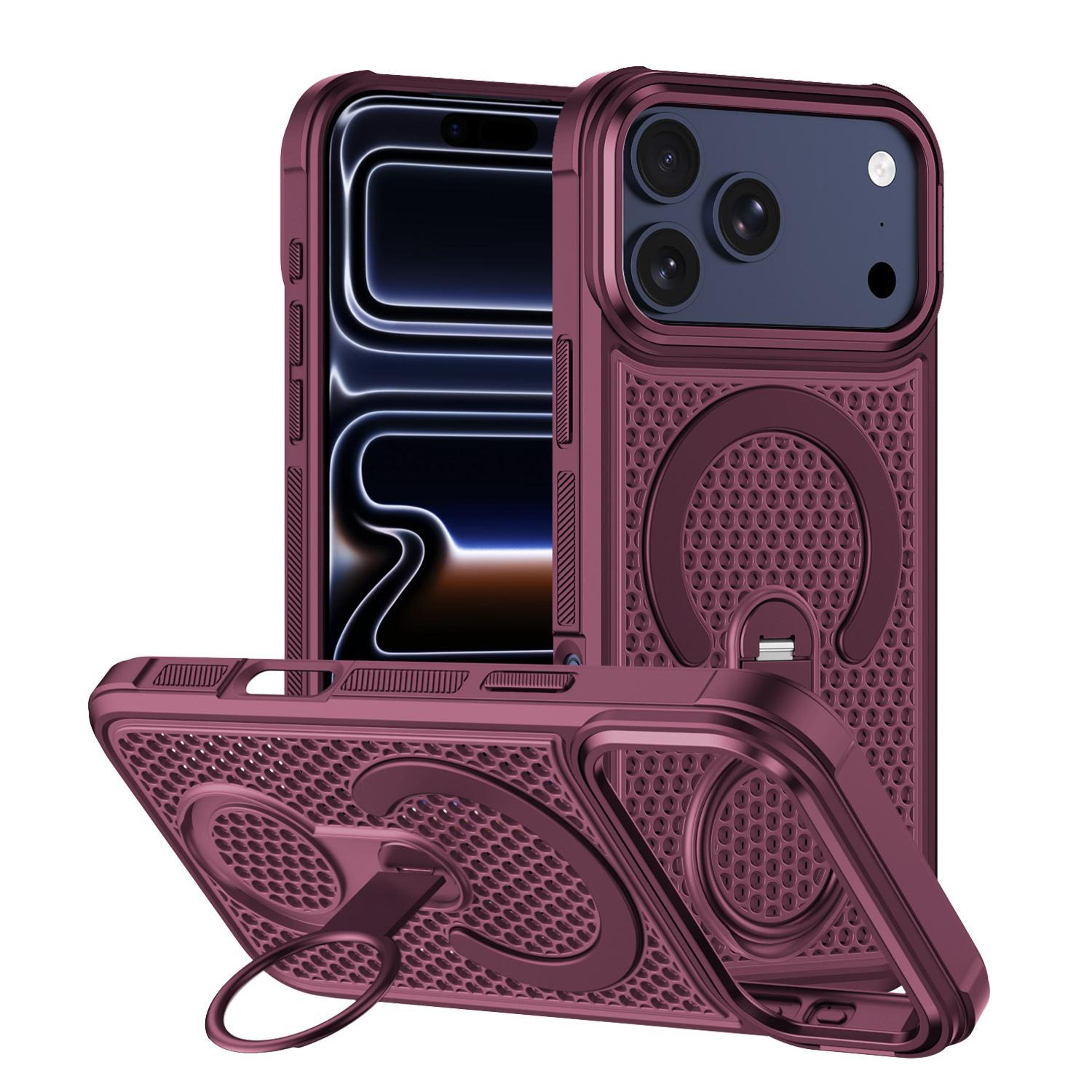 colorful hollowed cooling 360 degree rotating ring holder magnetic phone case for iphone 18 pro max
