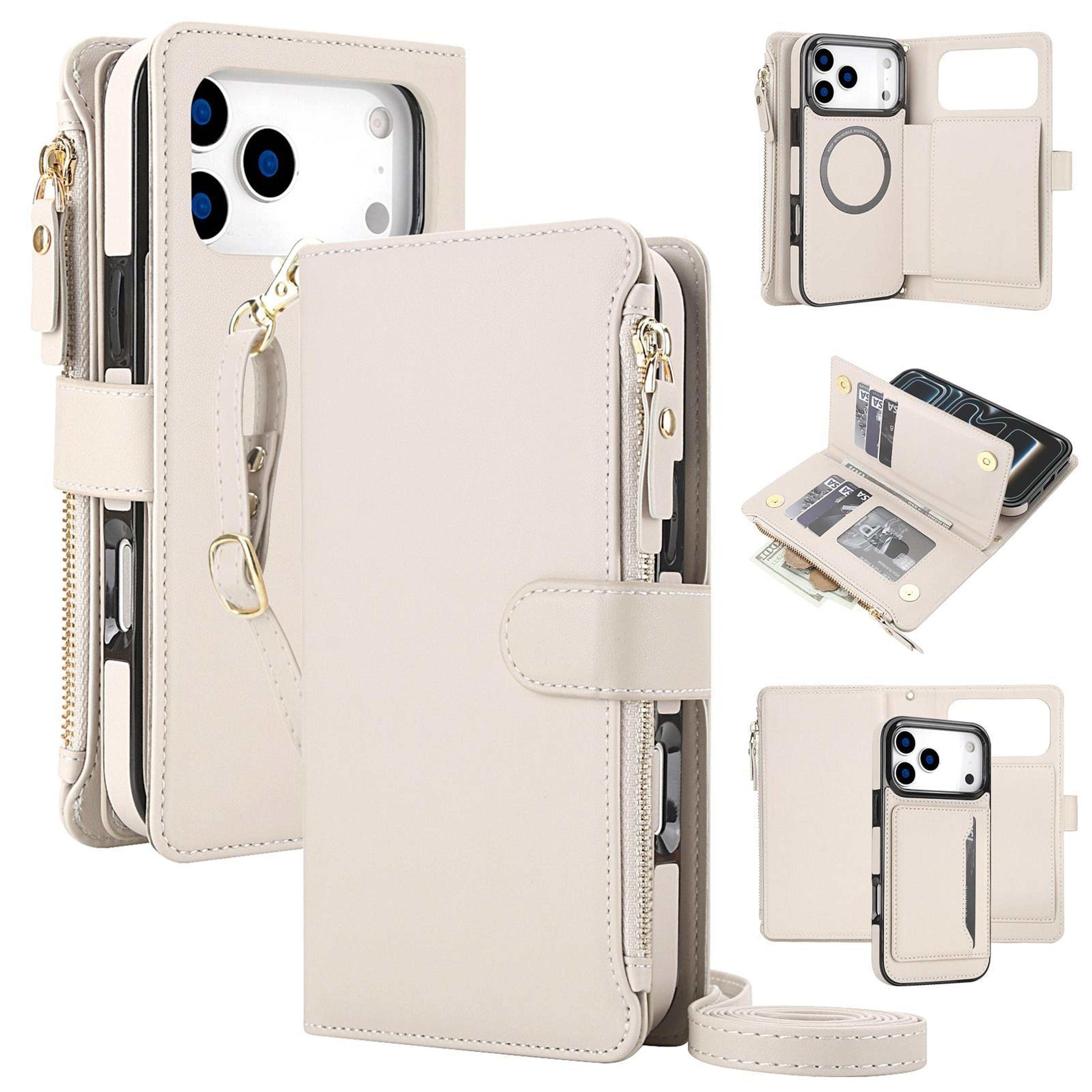 2 in 1 detachable zipper wallet phone case with lanyard for iphone 18 pro max