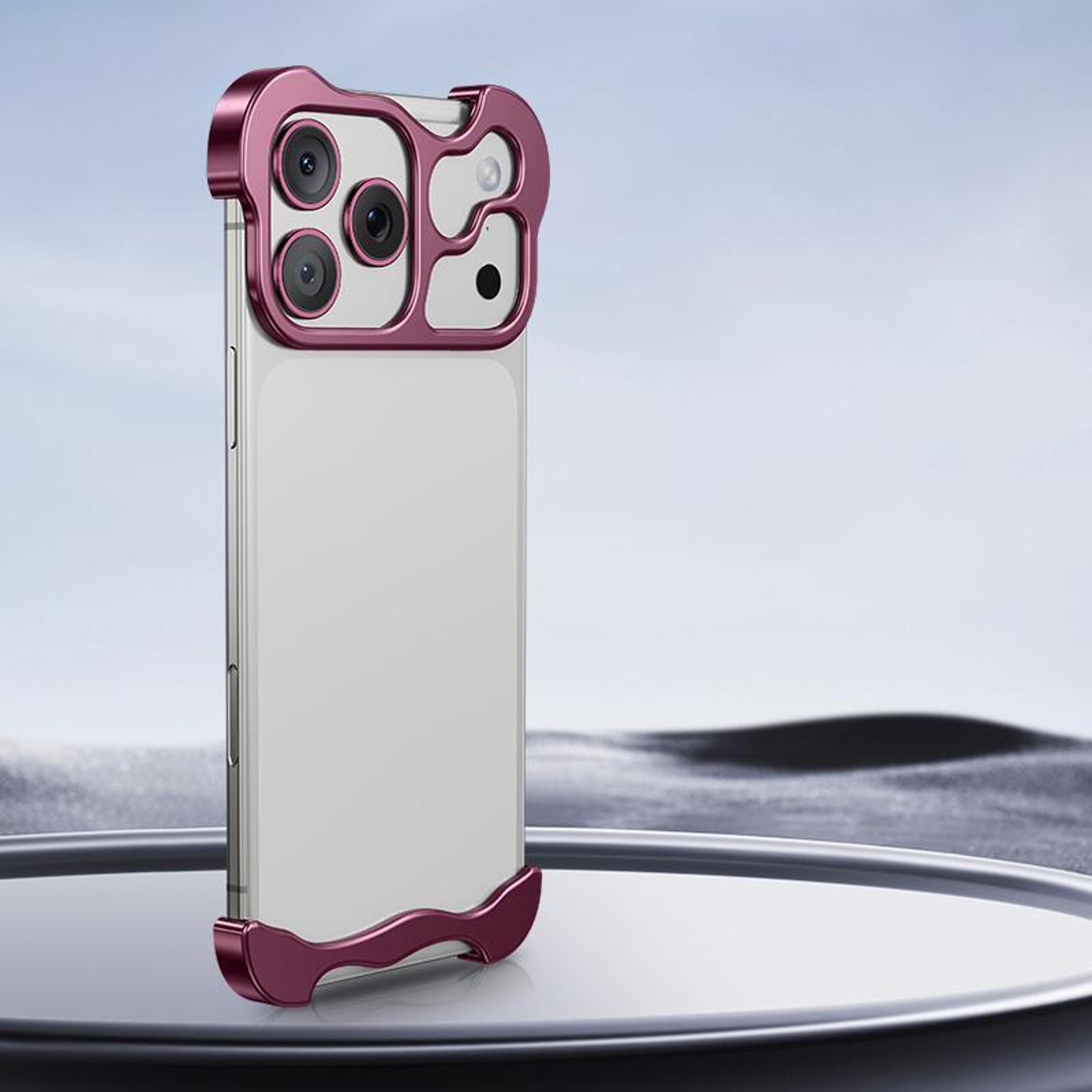 frameless metal corner pad phone case with lens film for iphone 18 pro max