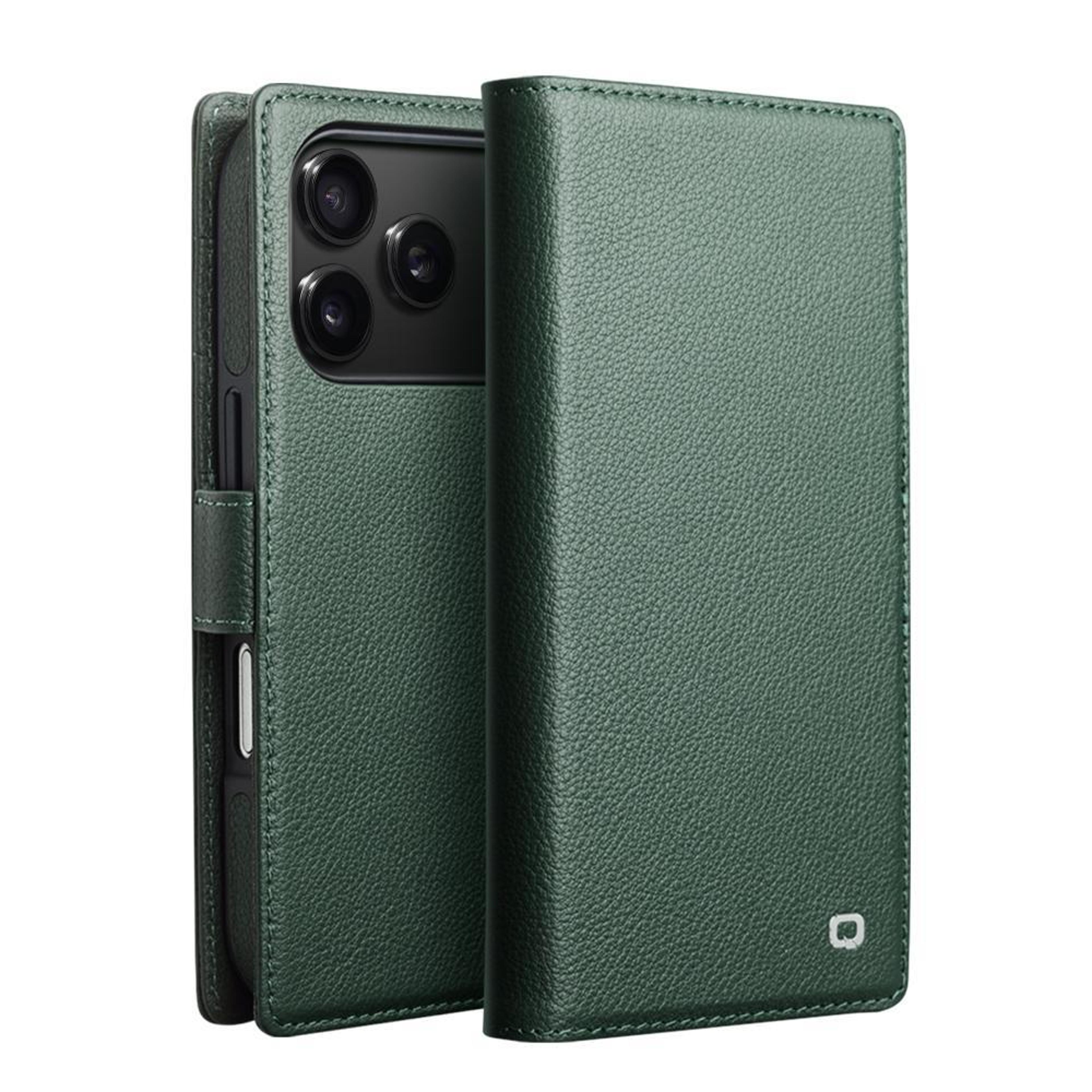 2-in-1 detachable genuine leather phone case for iphone 18 pro with magnetic card holder and flip cover protection