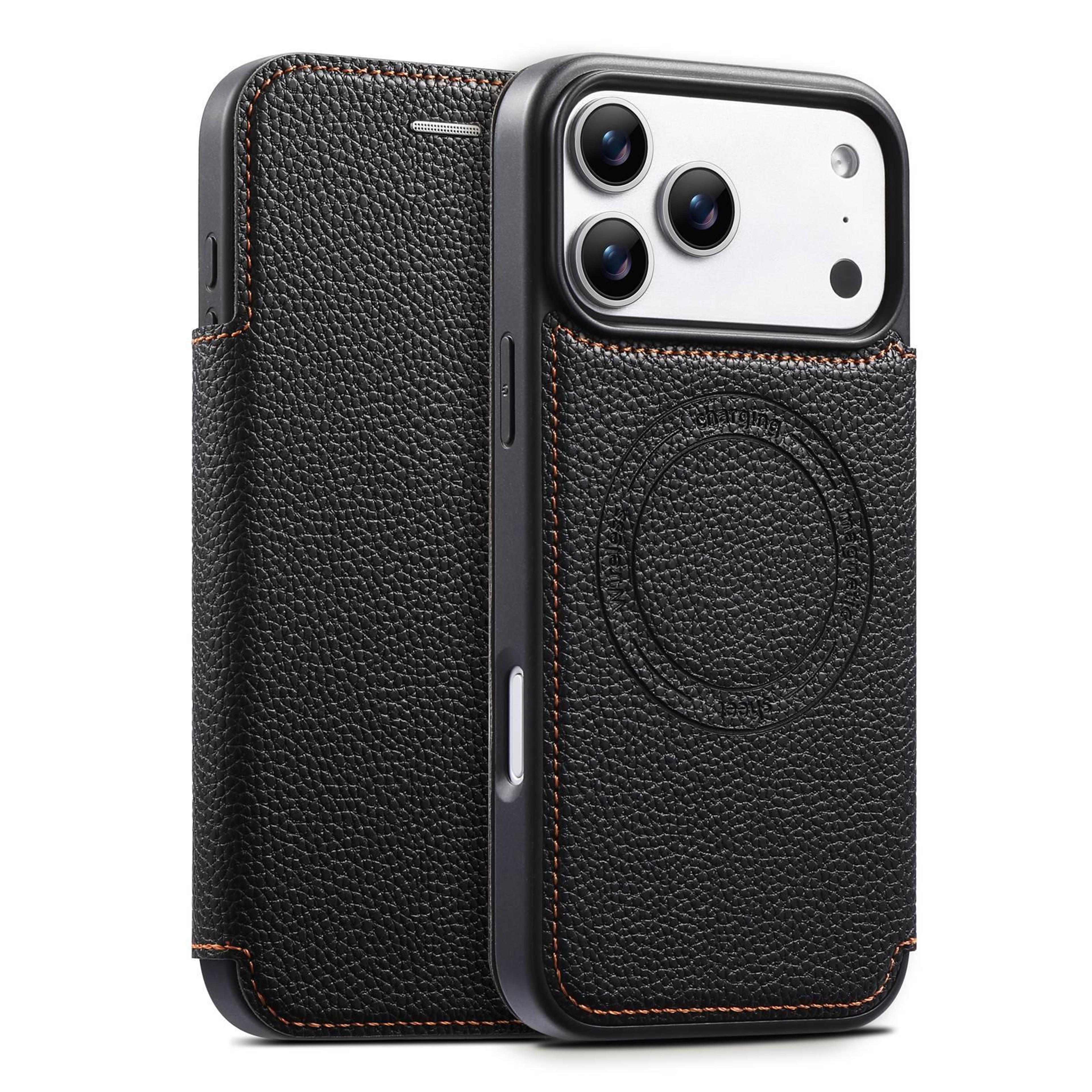 iphone 18 pro ultra-thin vegan leather magnetic case with card holder