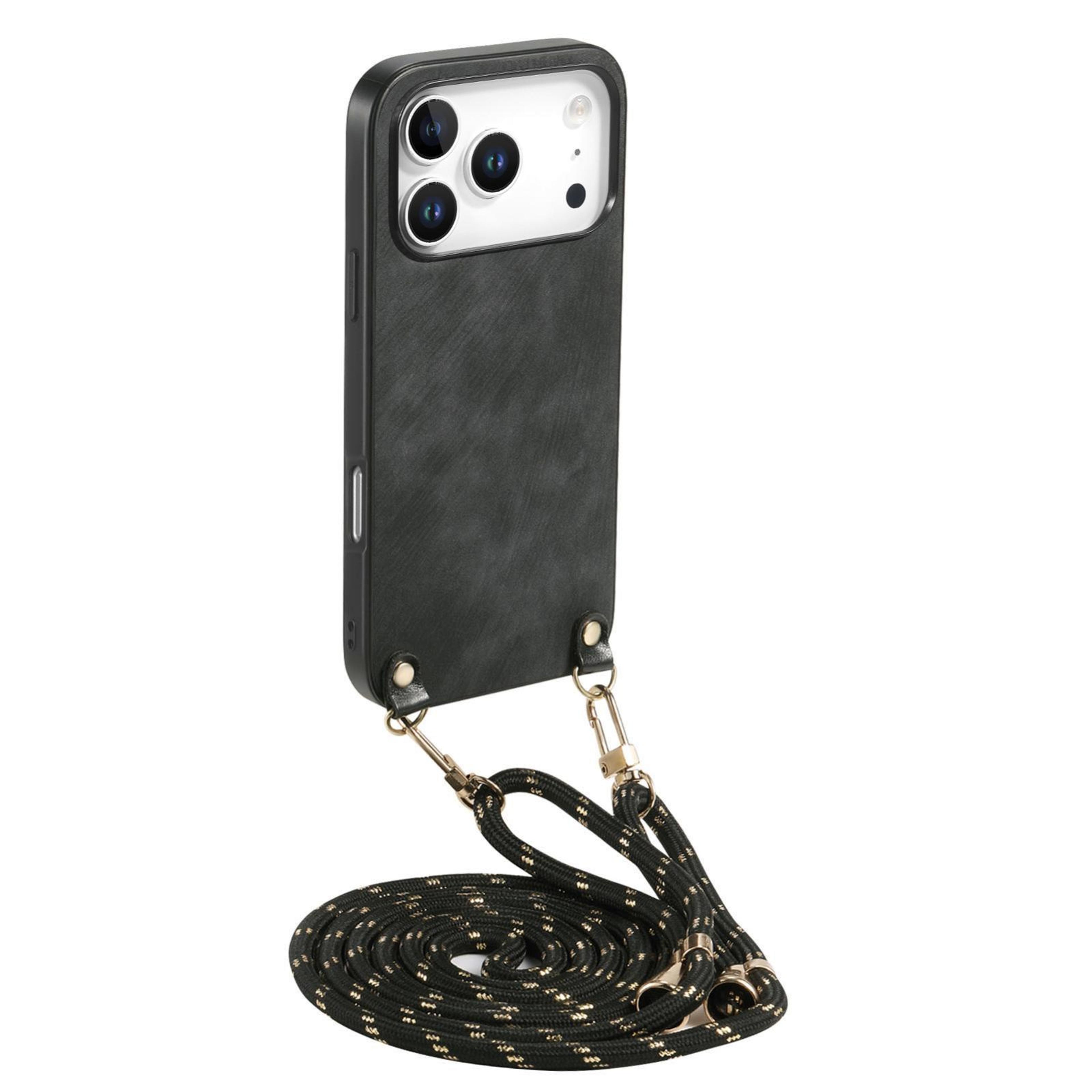 iphone 18 pro max vintage leather phone case with crossbody strap