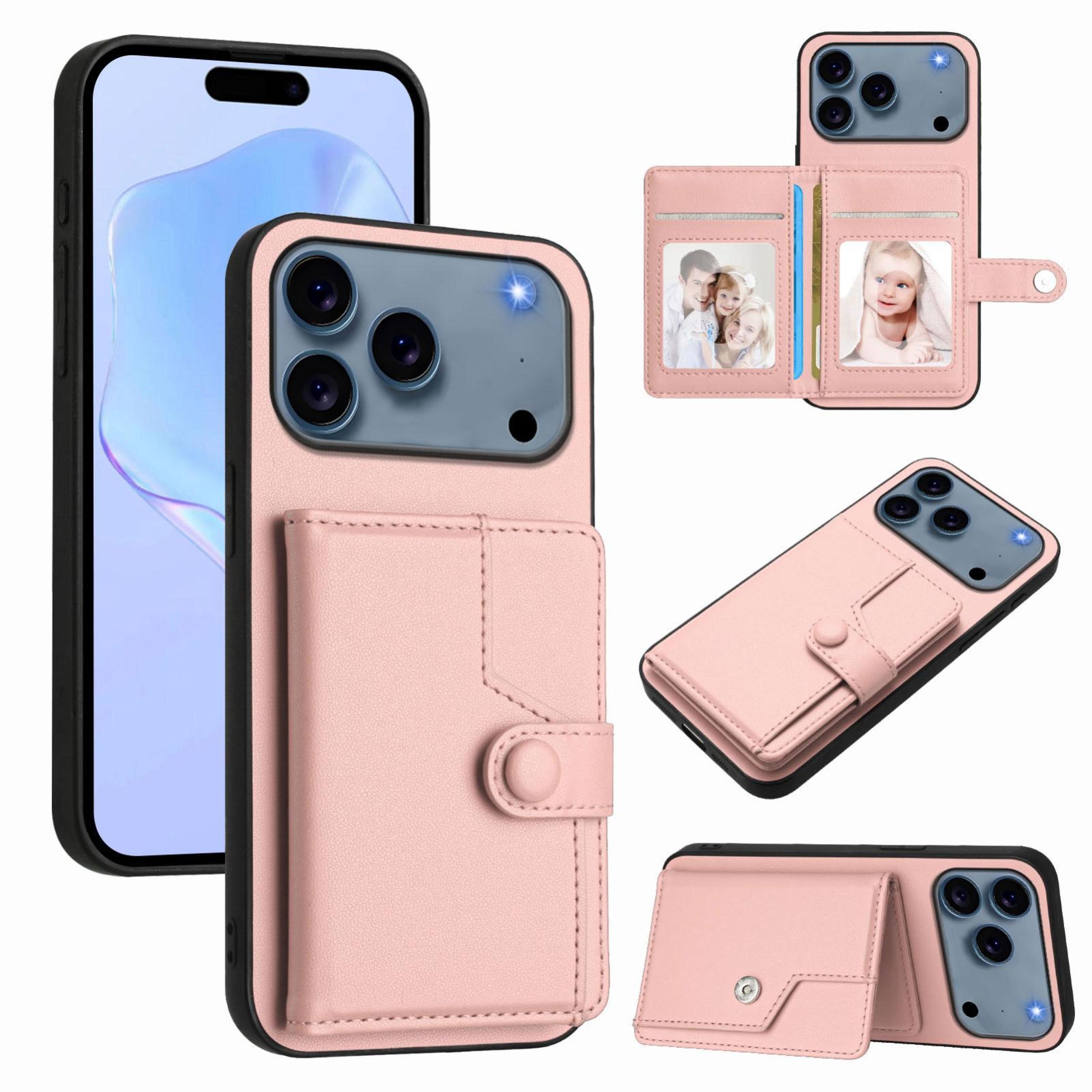 iphone 18 pro max wallet case with button closure and rfid anti-theft design