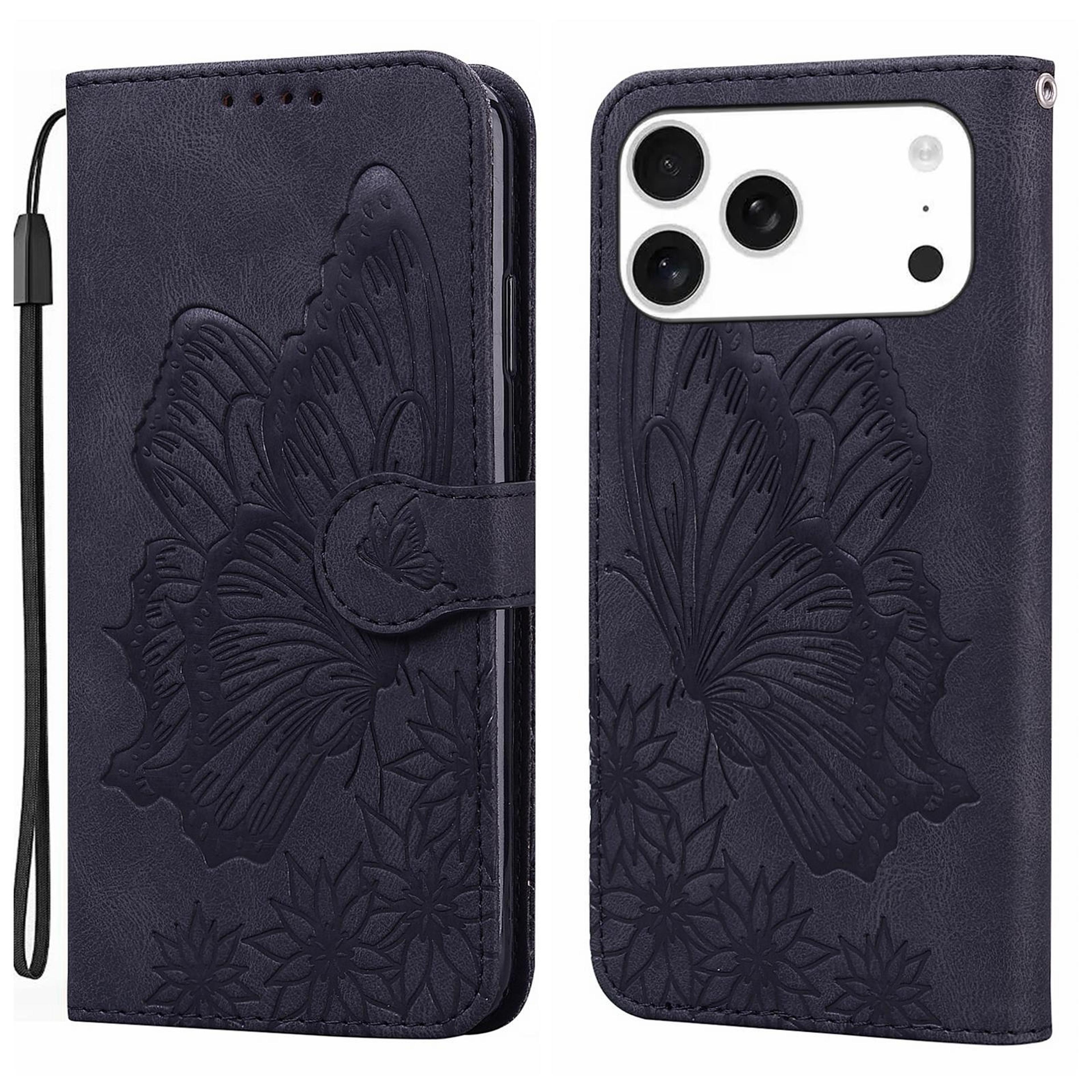 iphone 18 pro max butterfly embossed pu leather flip wallet case