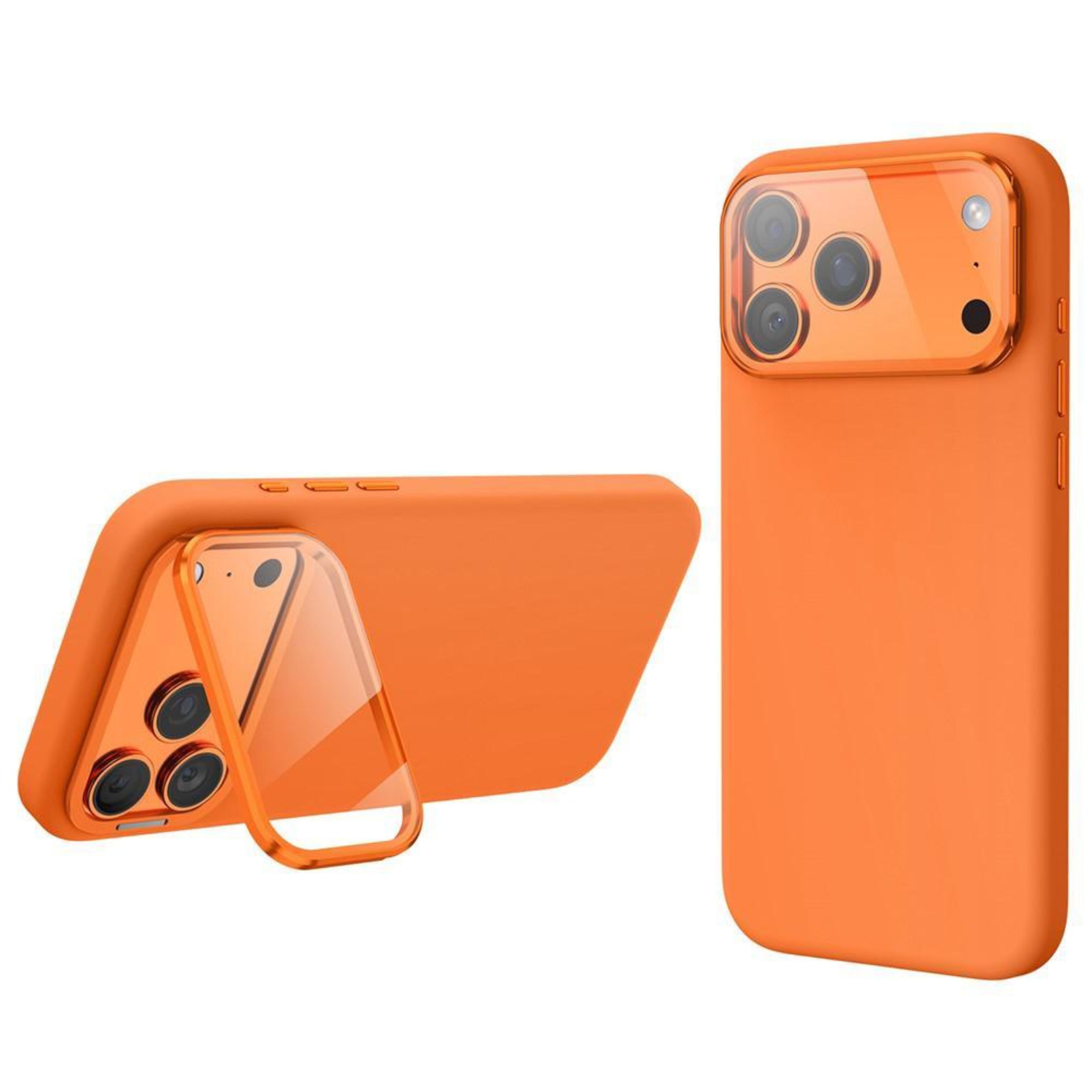 iphone 18 pro magnetic silicone case with camera lens cover and kickstand