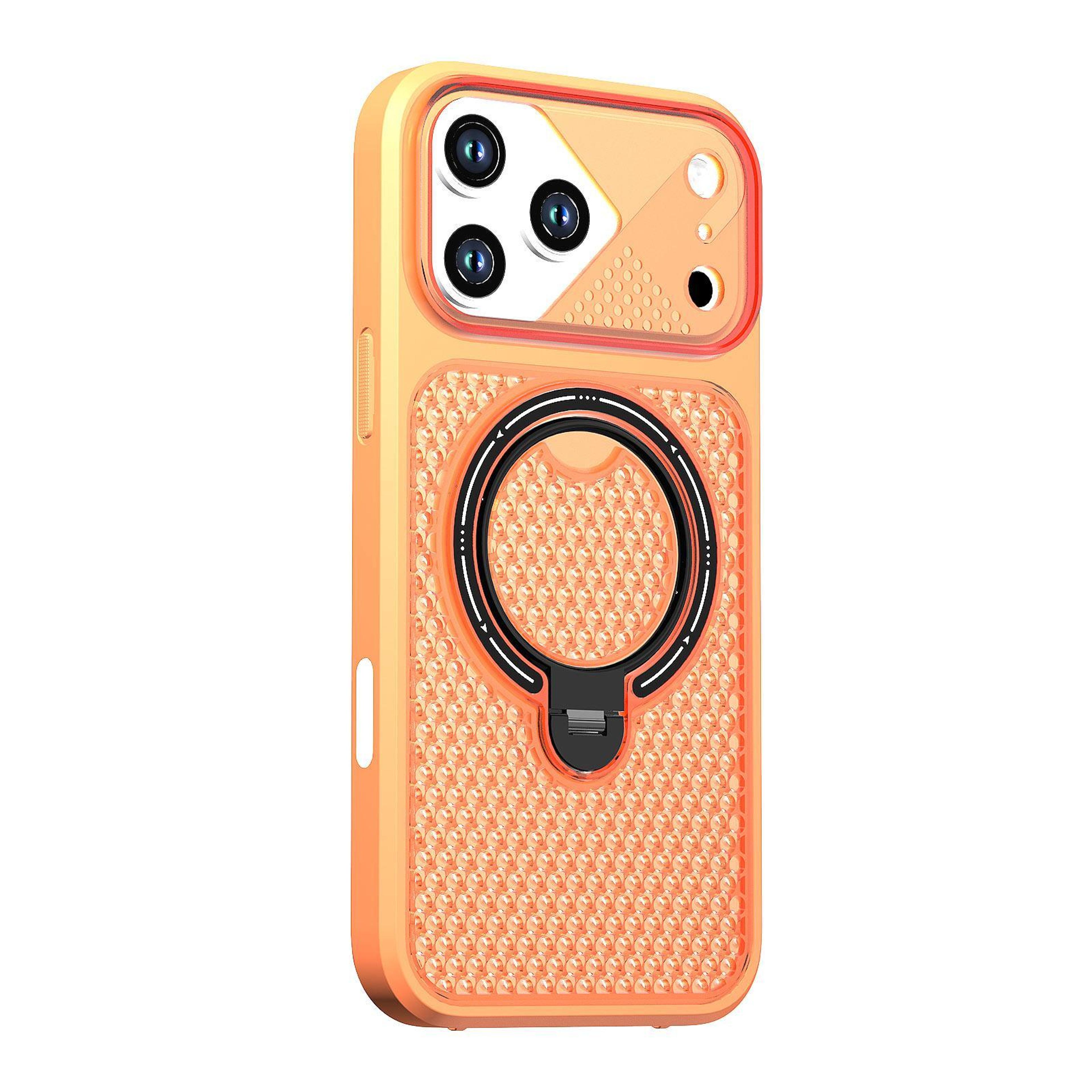 iphone 18 pro max magnetic cooling case with 360° rotating ring stand