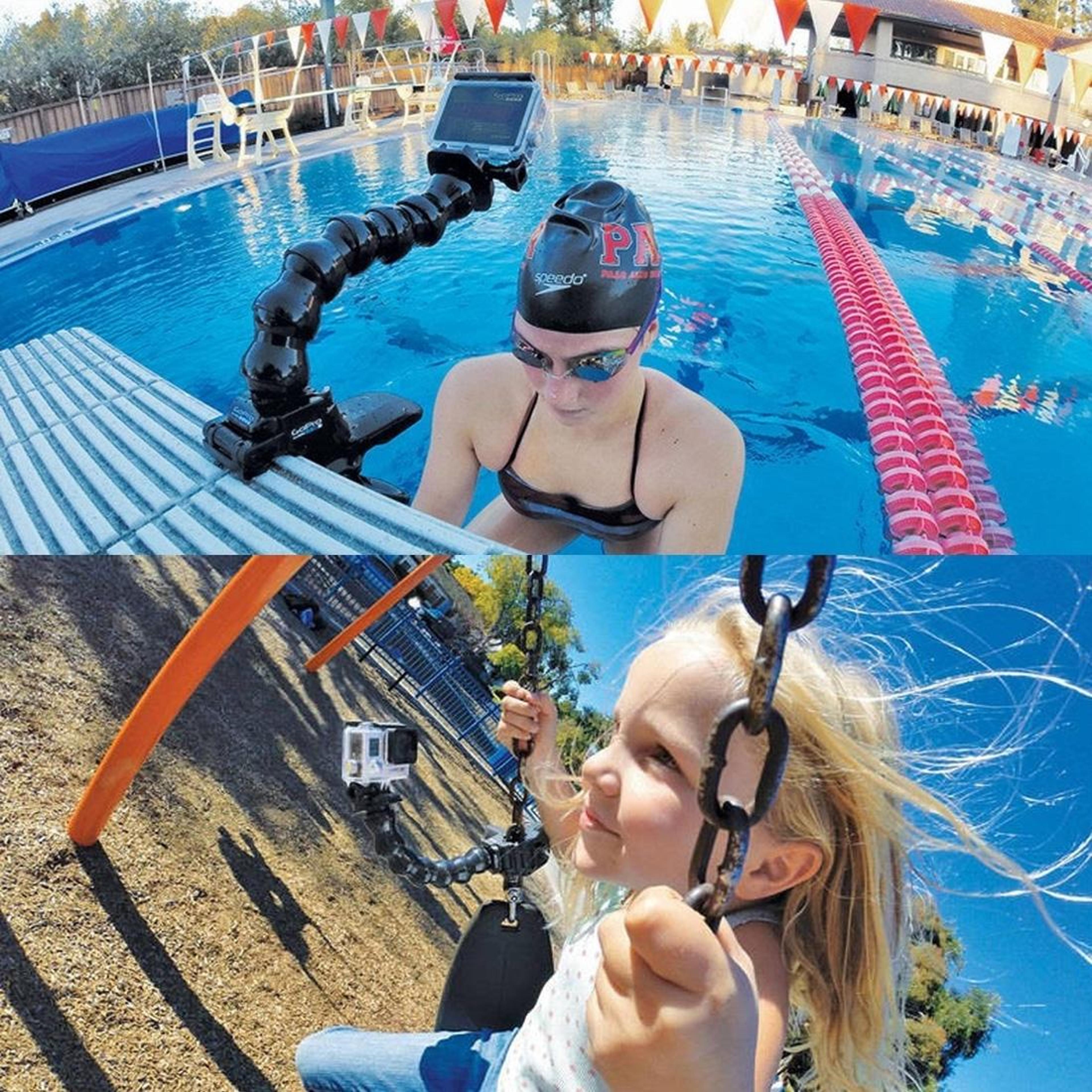 puluz gopro & action camera flexible clamp mount with adjustable neck for stable hands free shots