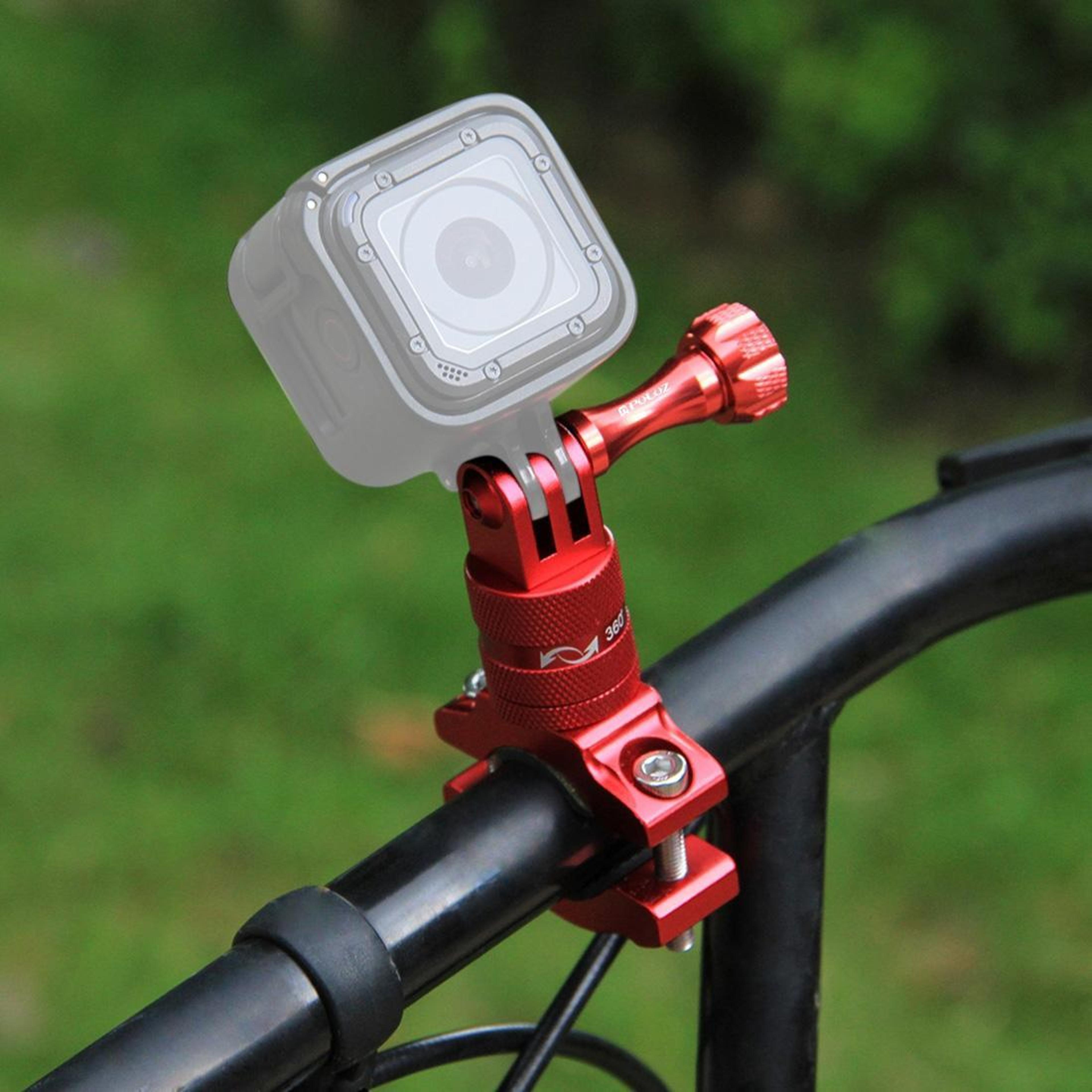 puluz 360° rotating aluminum bike handlebar camera mount for gopro, dji & insta360