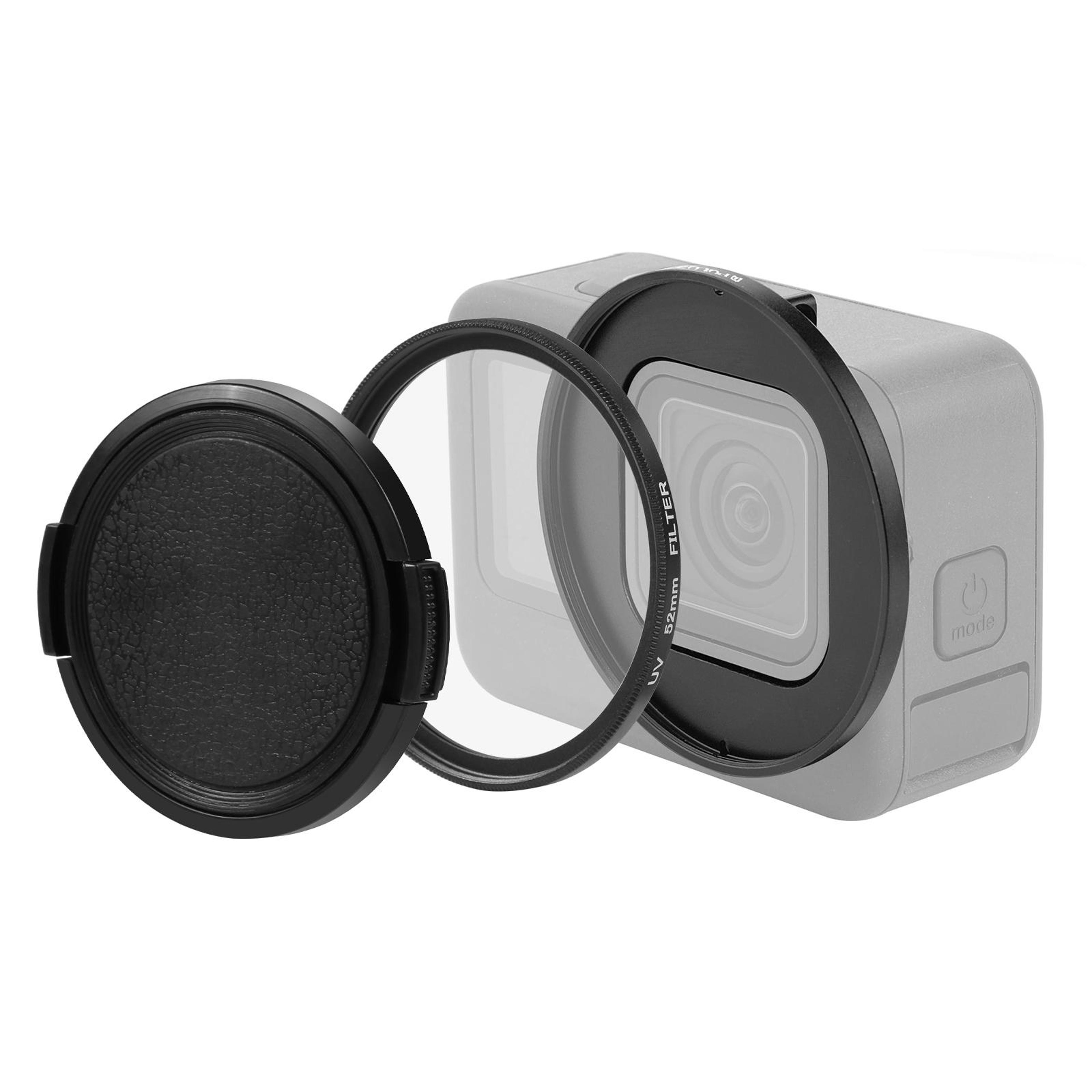 puluz 52mm gopro uv filter kit with adapter ring for hero12, hero11, hero10 & hero9