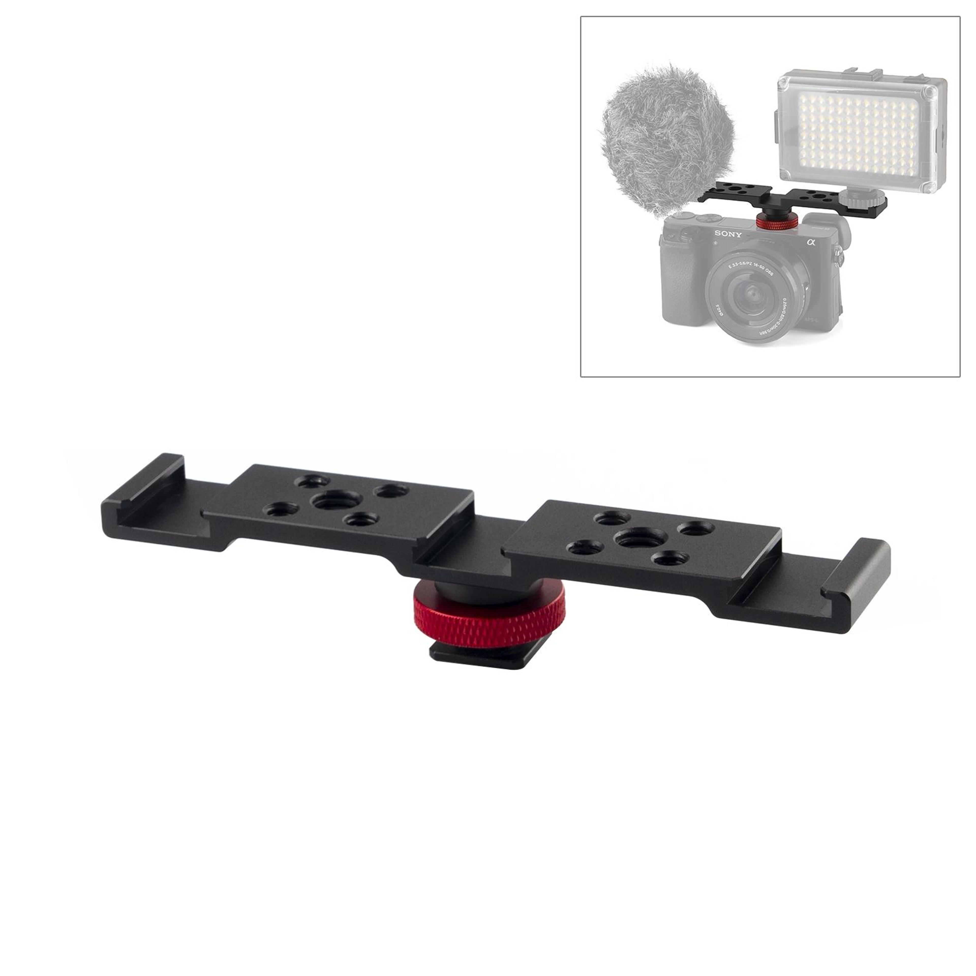 puluz three head cold shoe mount bracket for camera, microphone & light tripod adapters
