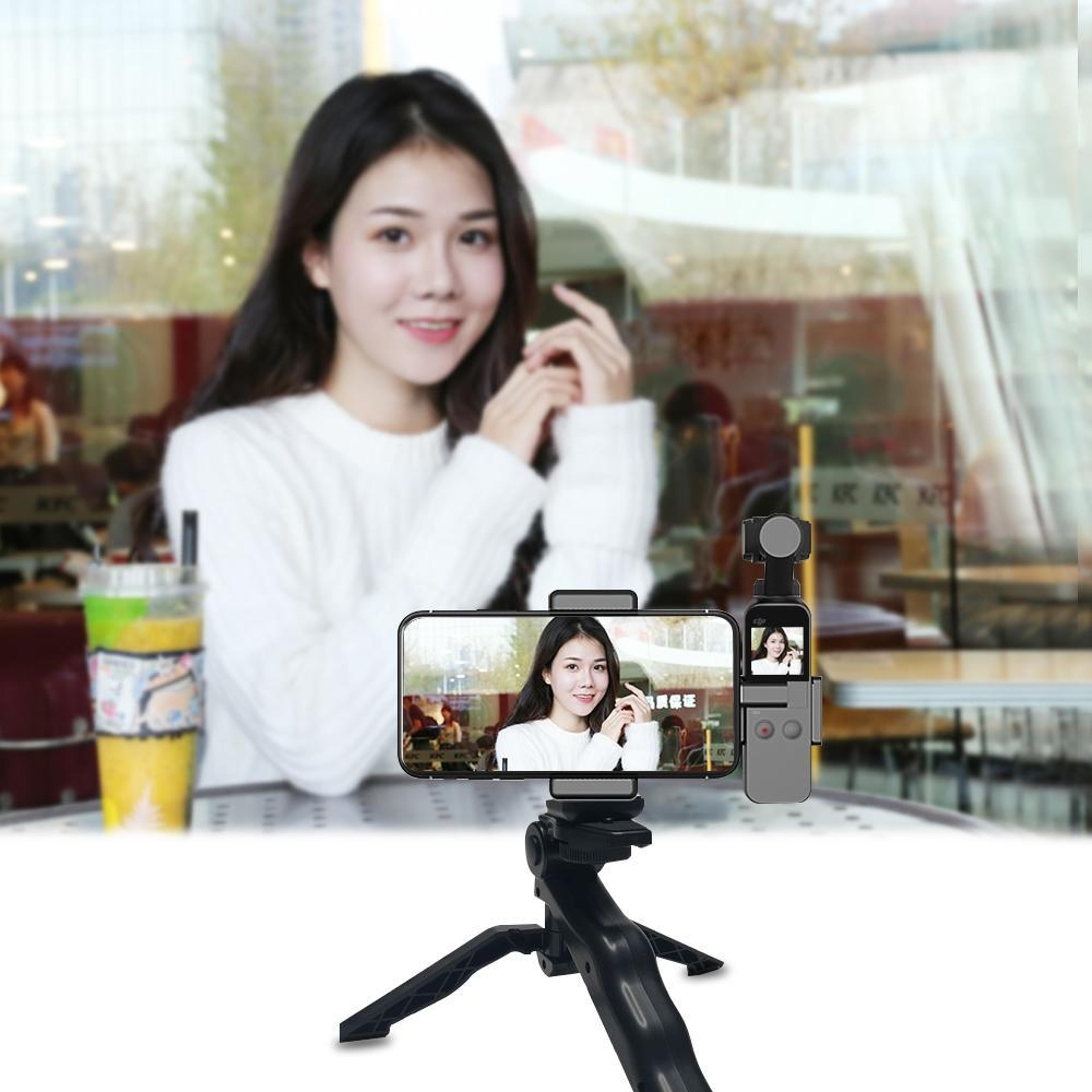 puluz dji osmo pocket mount with smartphone holder & camera bracket