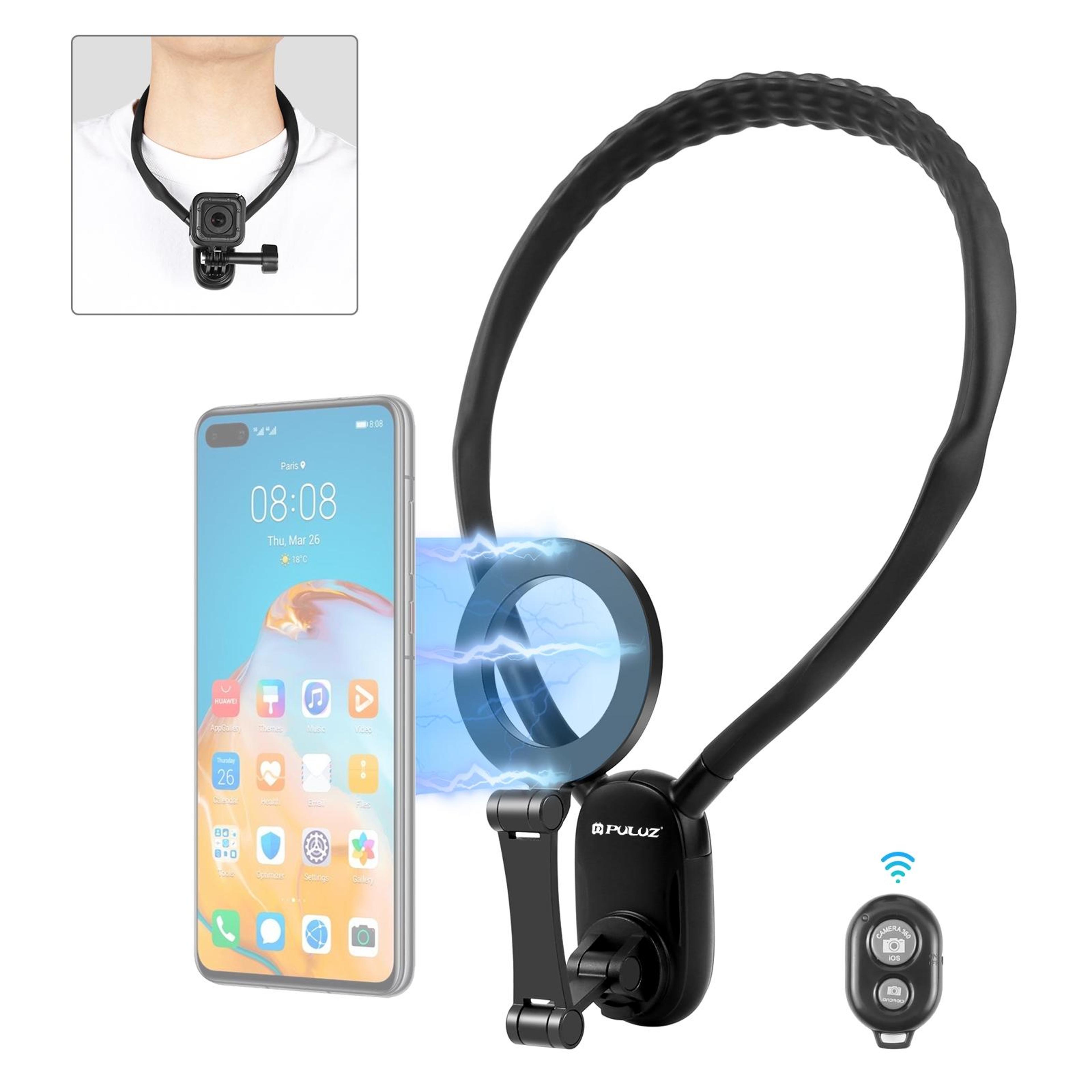 puluz magnetic silicone neck mount phone holder for gopro pov hands free vlogging bracket