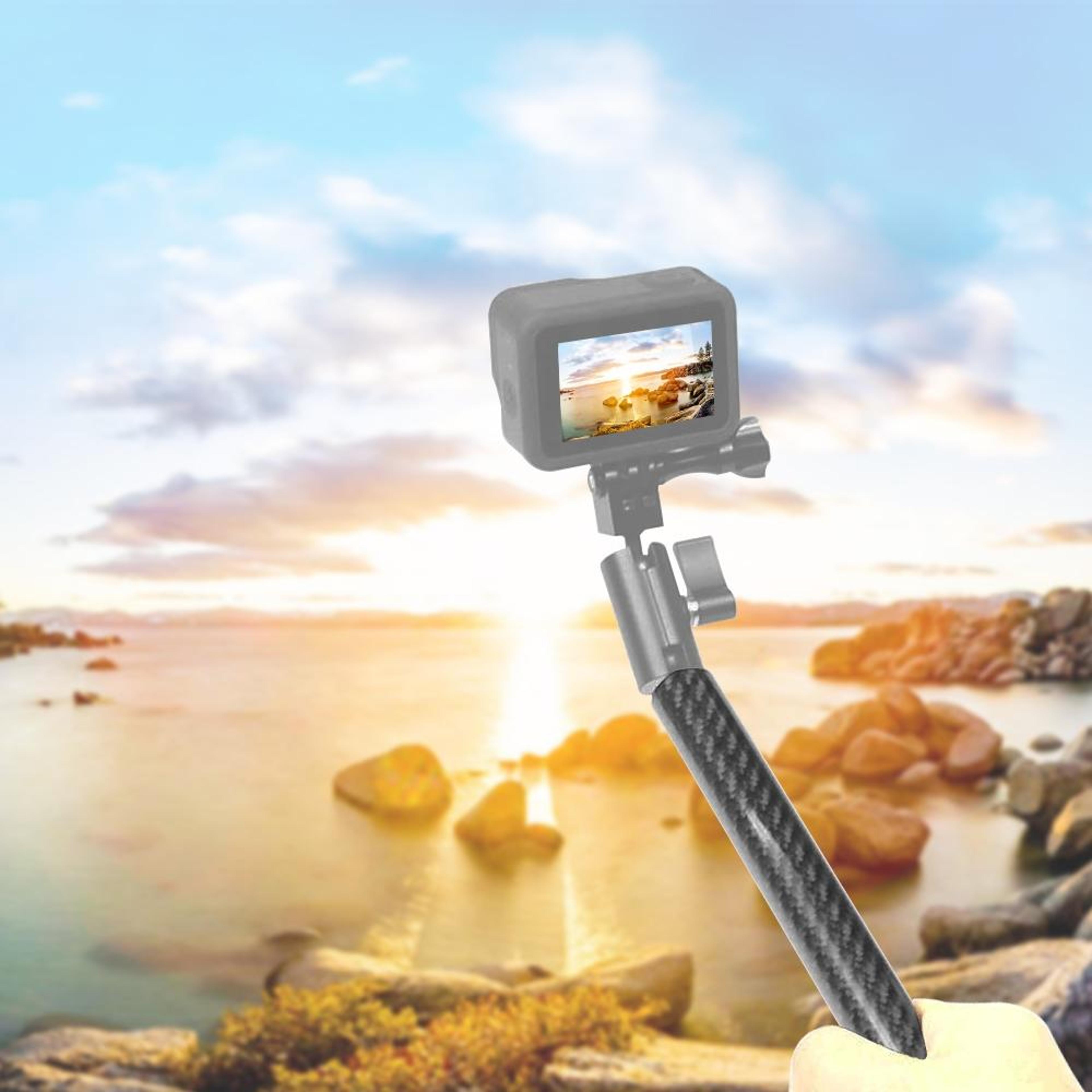 puluz carbon fiber floating selfie stick 250mm extension arm for gopro insta360 dji