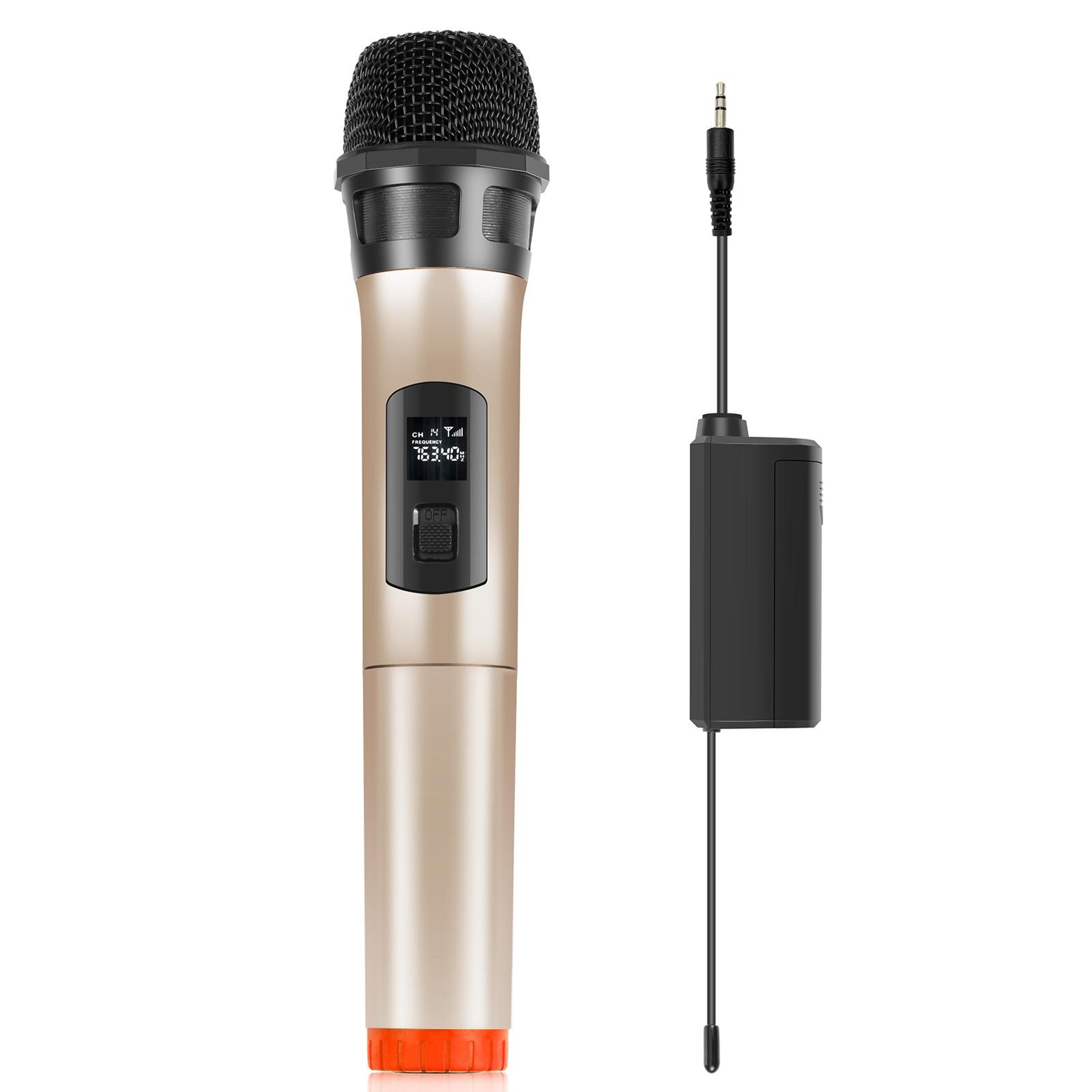 puluz uhf wireless microphone system with led display dynamic microphone for karaoke and stage performance